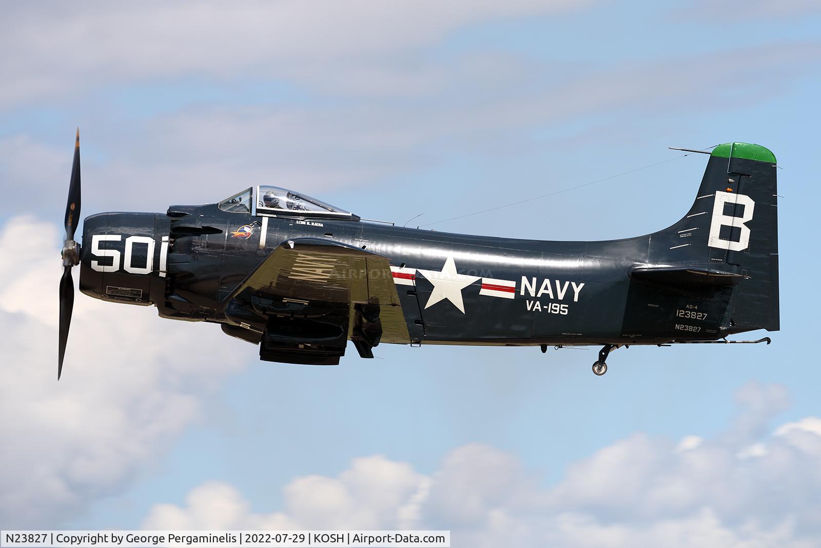 N23827, 1949 Douglas AD-4 C/N 7133, Oshkosh 2022. Runway 36L.