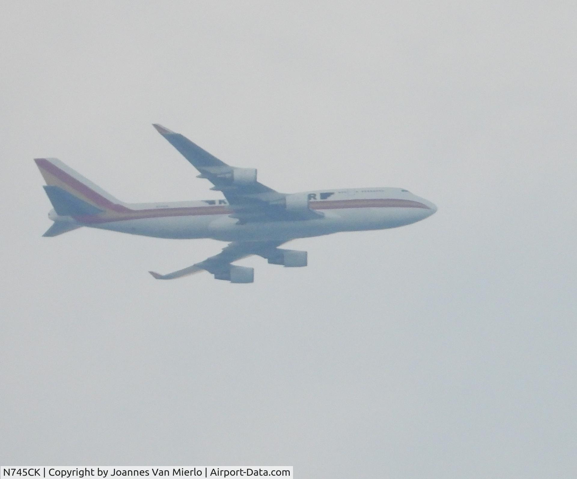 N745CK, 1998 Boeing 747-446BCF C/N 26361, Descending over Belgium