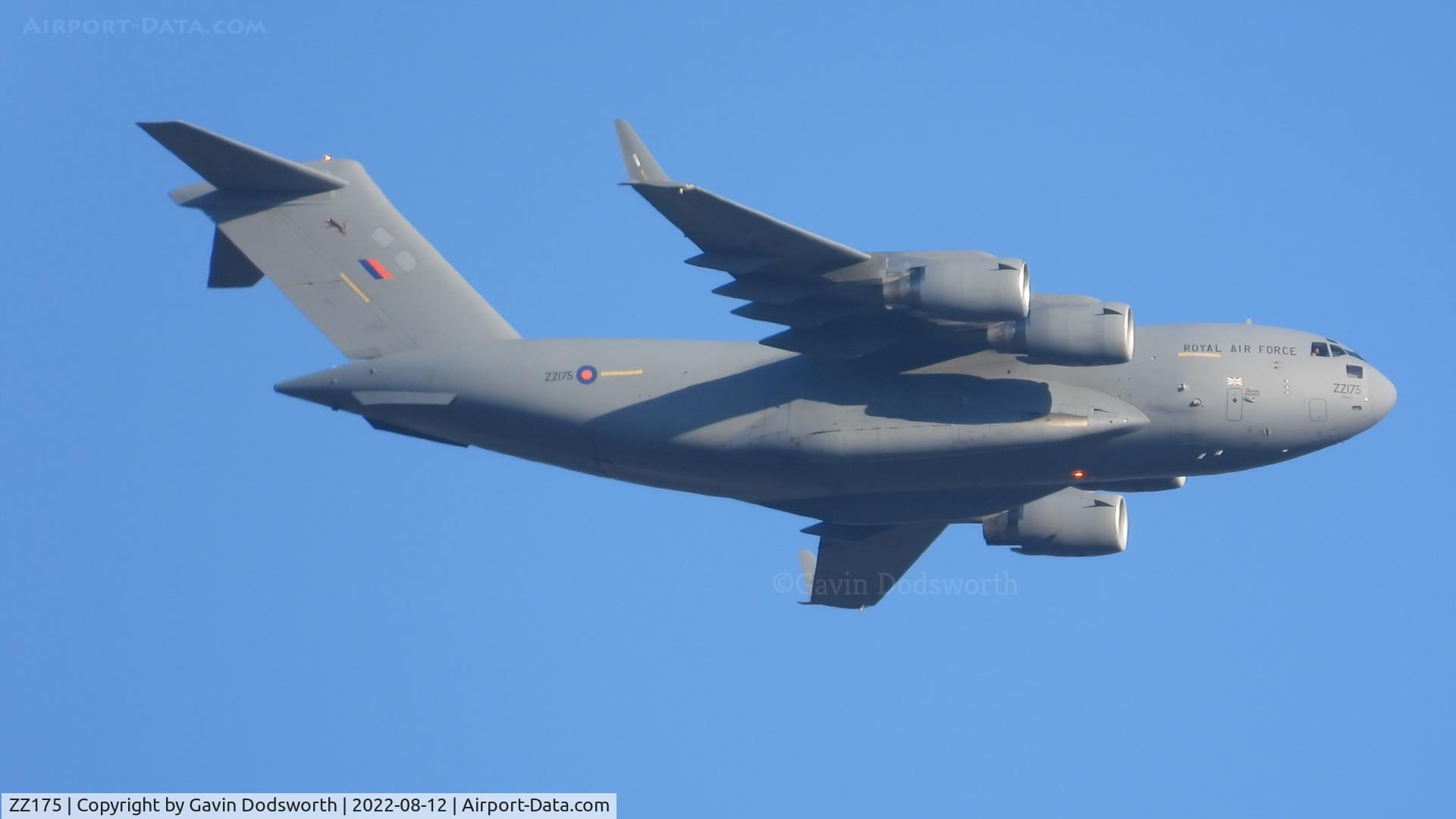 ZZ175, 2008 Boeing C-17A Globemaster III C/N F-185, Over Darlington on August 12th whilst crew training at Teesside Airport