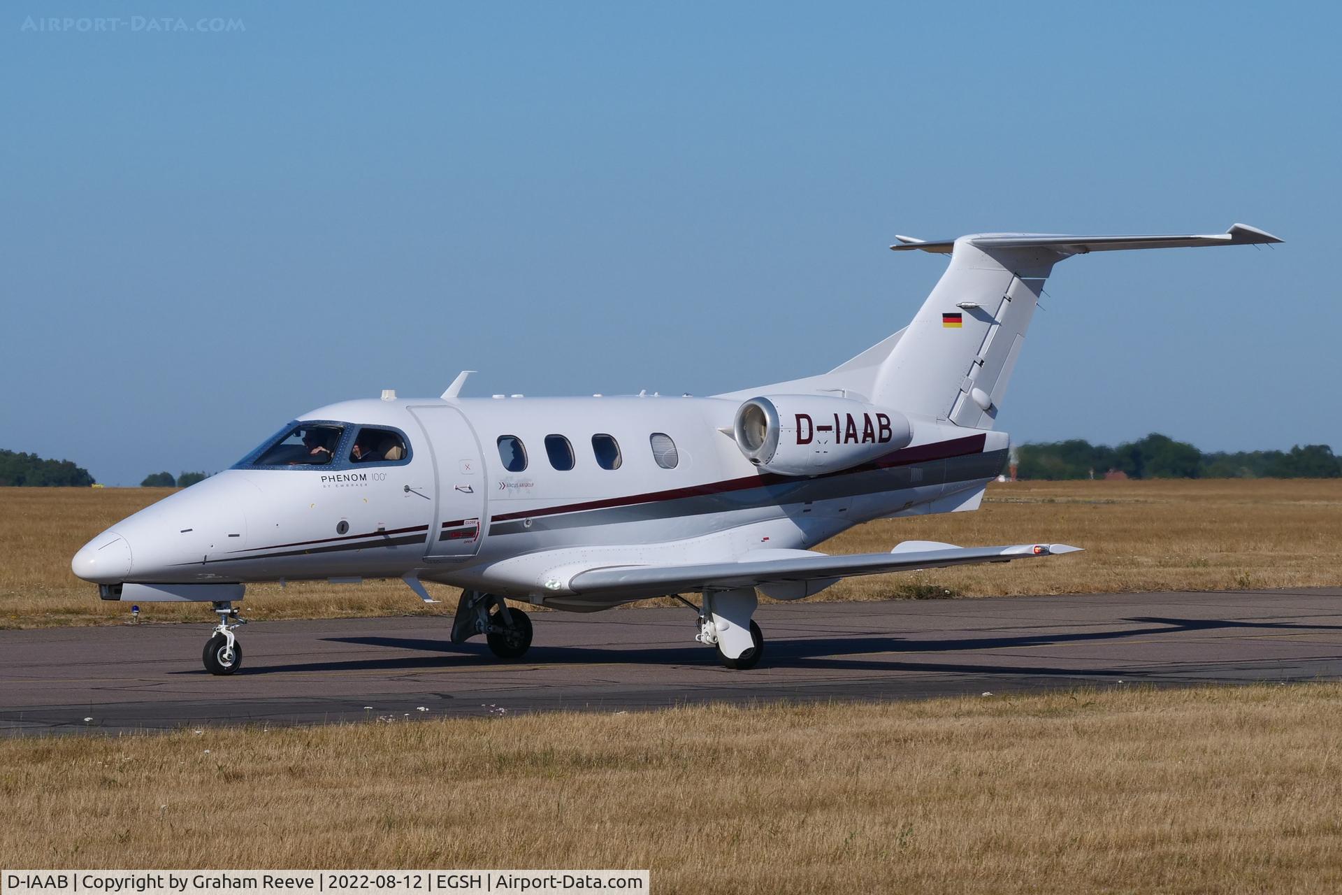 D-IAAB, 2010 Embraer EMB-500 Phenom 100 C/N 50000180, Just landed at Norwich.