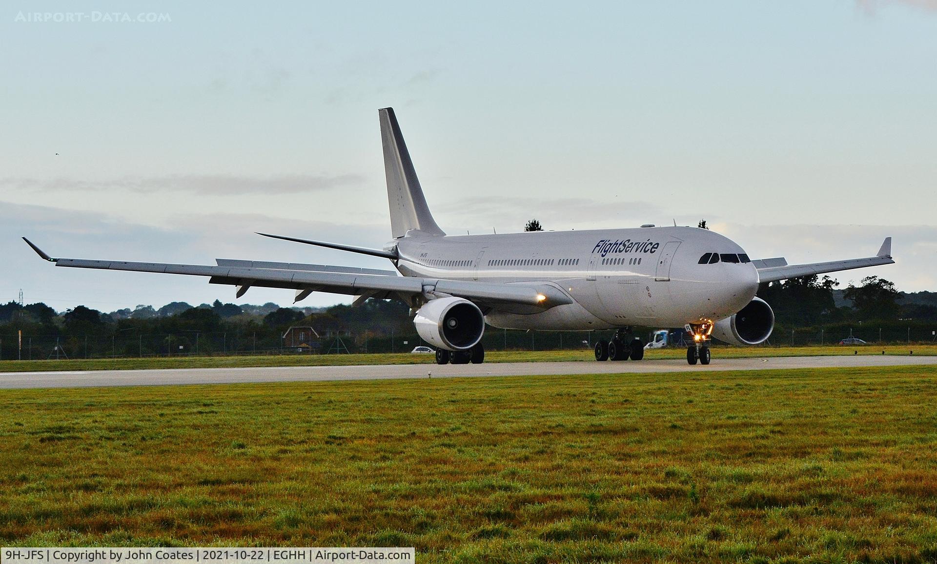 9H-JFS, 2002 Airbus A330-203 C/N 466, Turning to backtrack on arrival