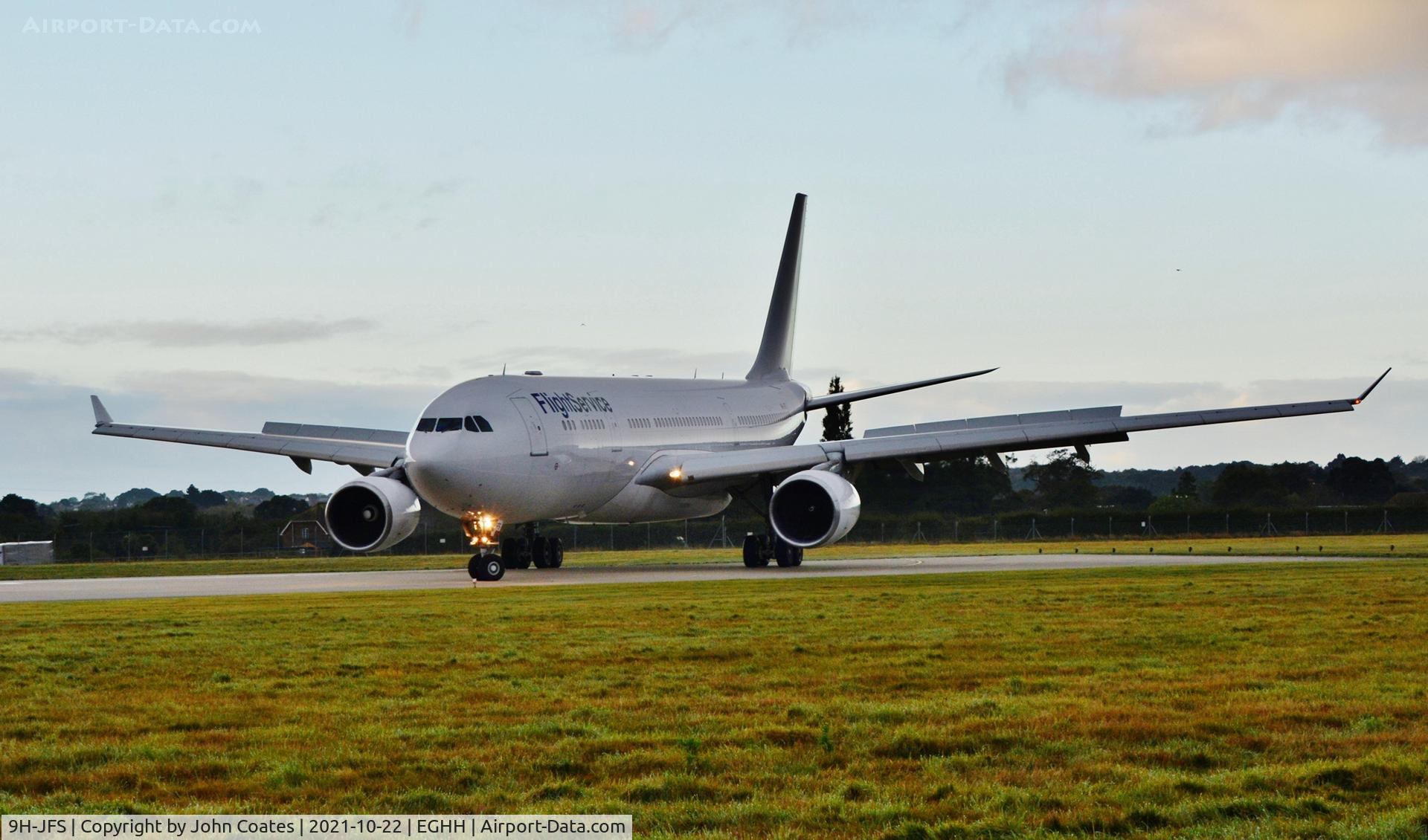 9H-JFS, 2002 Airbus A330-203 C/N 466, Turning to backtrack on arrival