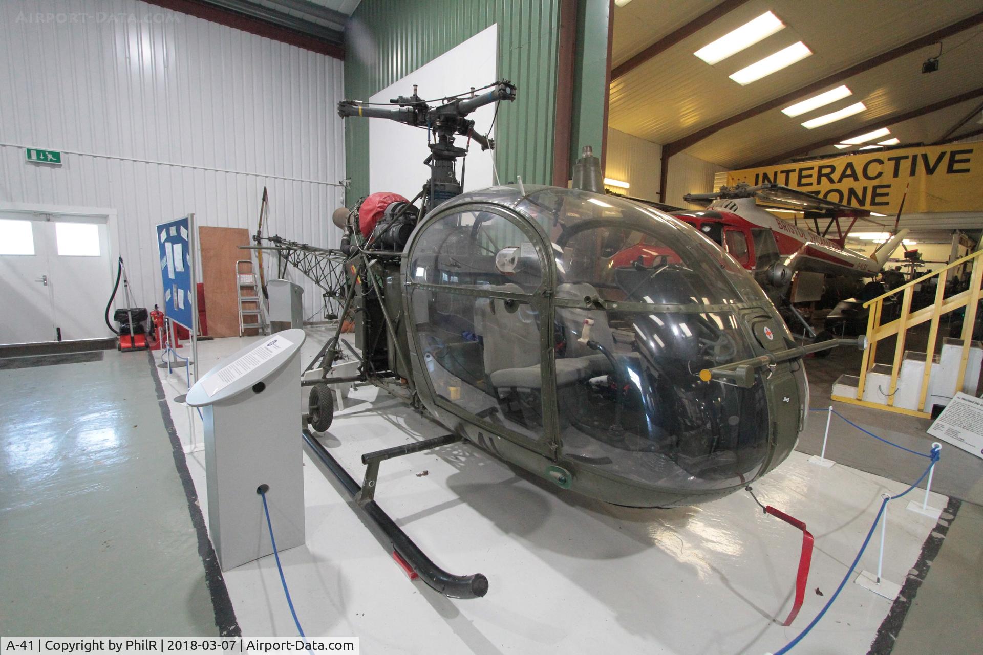 A-41, 1967 Aerospatiale SA-318C Alouette II Astazou C/N 1958/586C-A41, A-41 1961 Sud SA-318C Alouette ll Atazou Belgain Army Helicopter Museum