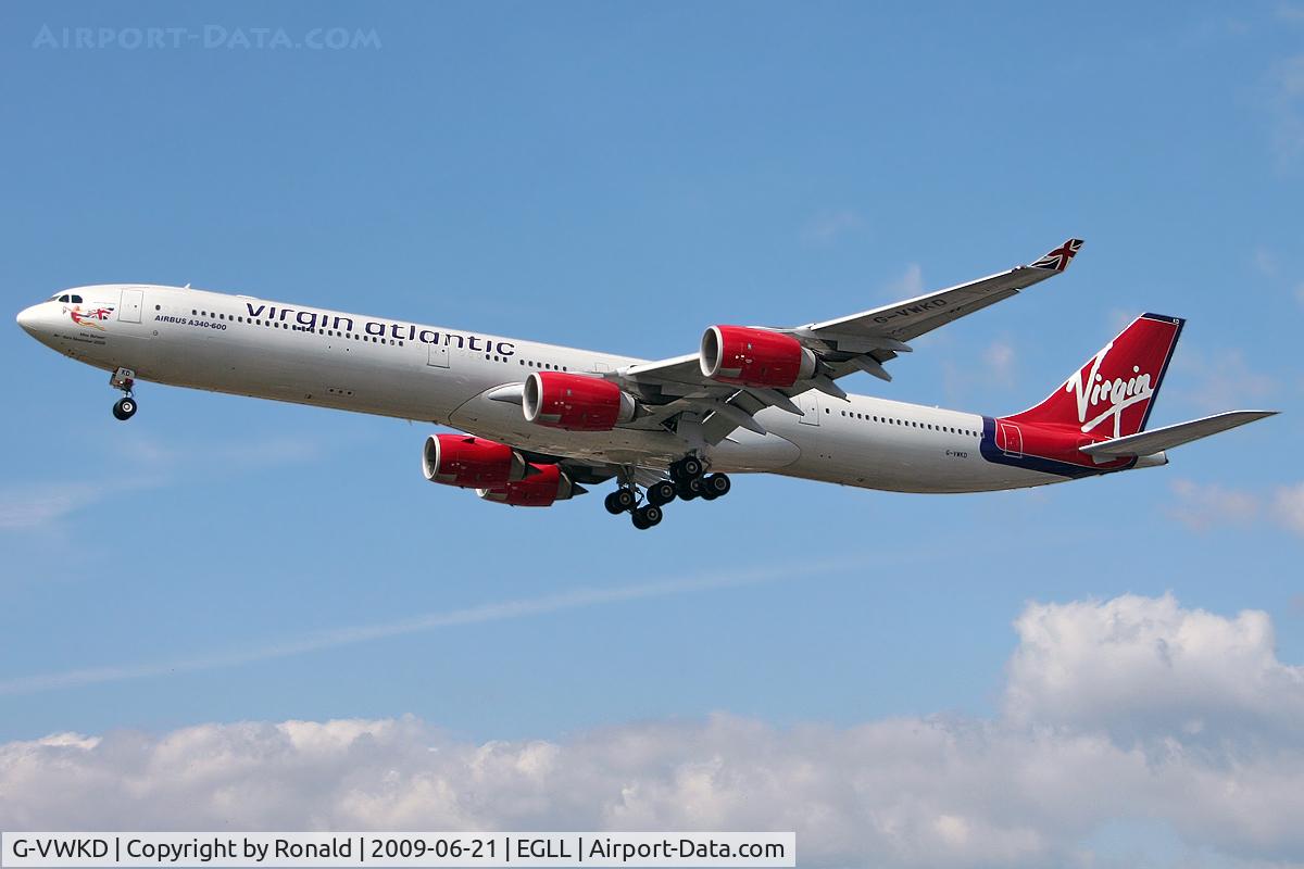 G-VWKD, 2005 Airbus A340-642 C/N 706, at lhr