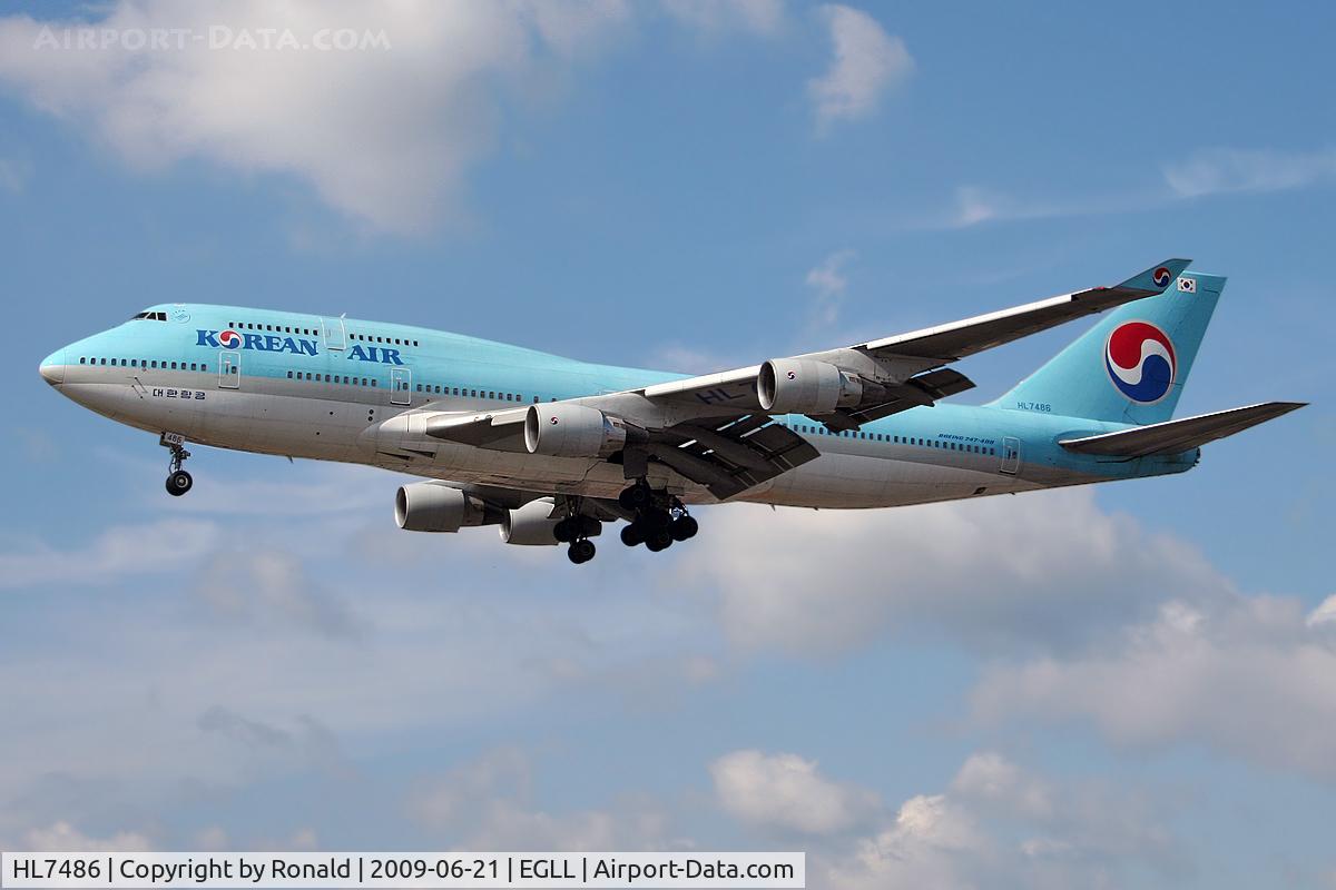 HL7486, 1992 Boeing 747-4B5 C/N 26396, at lhr