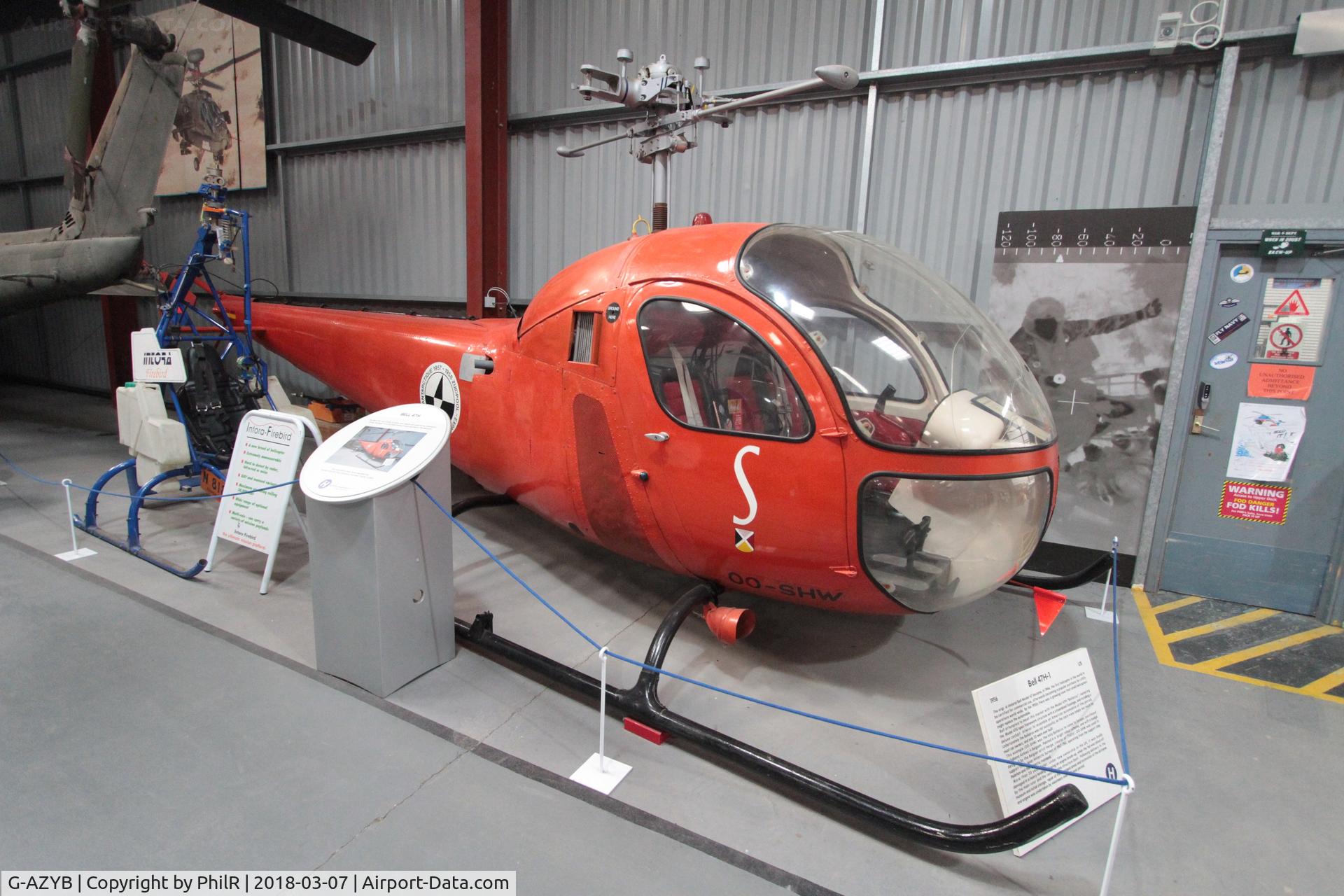 G-AZYB, 1956 Bell 47H-1 C/N 1538, OO-SHW 1956 G-AZYB Bell 47H-1 Helicopter Museum