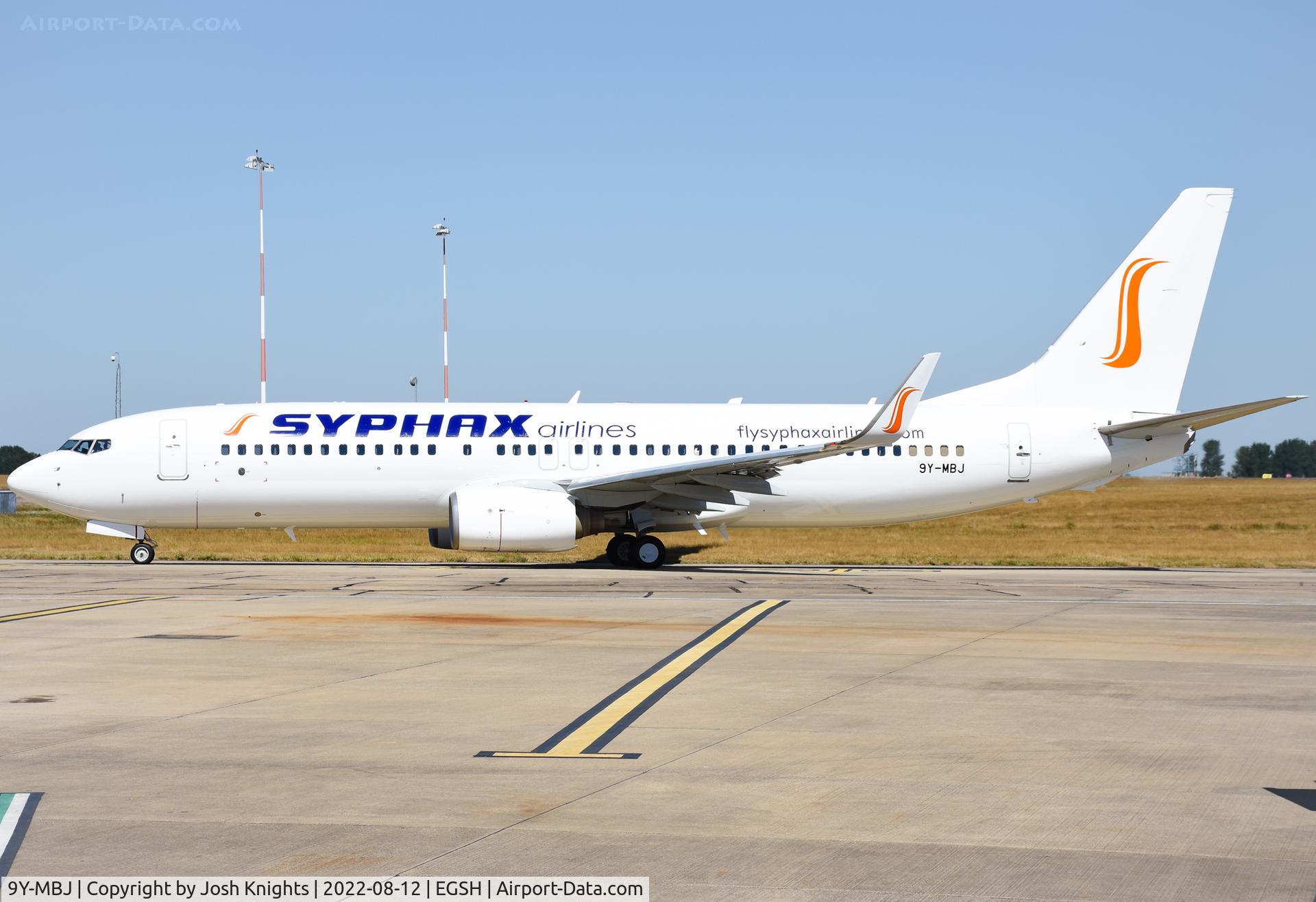 9Y-MBJ, 2007 Boeing 737-85P C/N 33980, Departing Norwich After Respray Into The Syphax Livery.