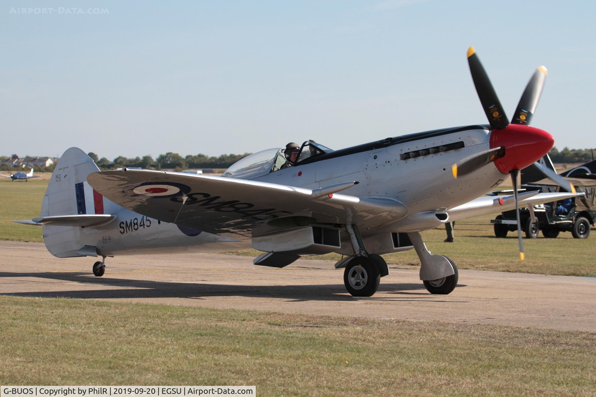G-BUOS, 1945 Supermarine 394 Spitfire FR.XVIIIe C/N 6S/672224, SM845 1945 VS Spitfire FRXVlll IWM Duxford