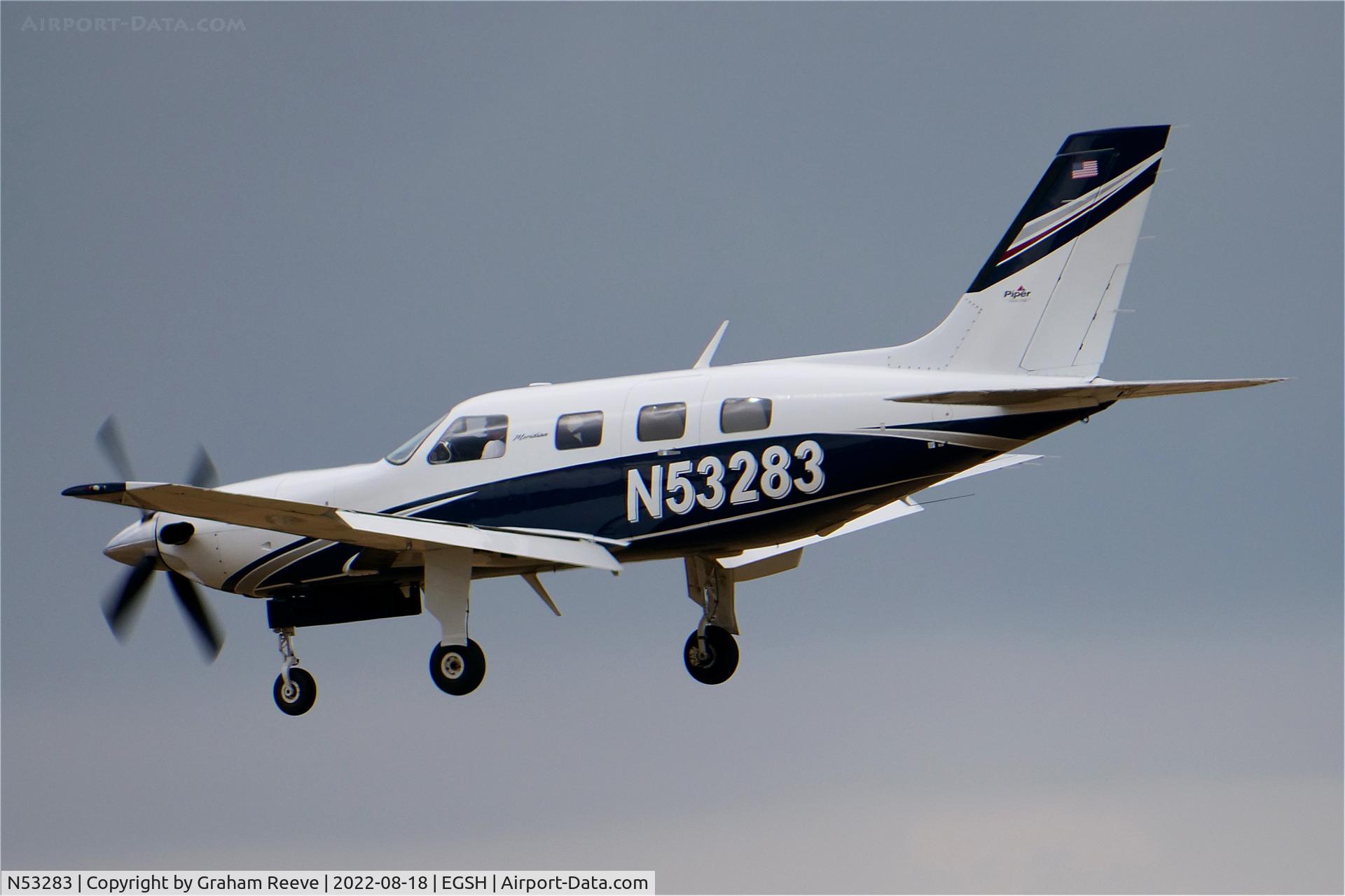 N53283, 2001 Piper PA-46-500TP C/N 4697055, Landing at Norwich.