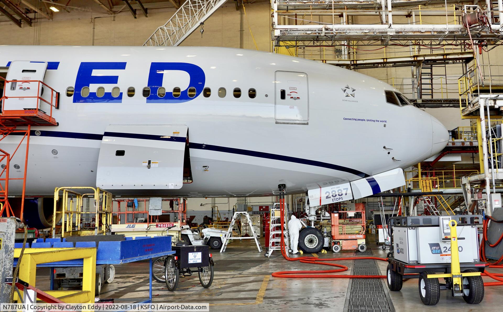 N787UA, 1997 Boeing 777-222 C/N 26939, SFO 2022.