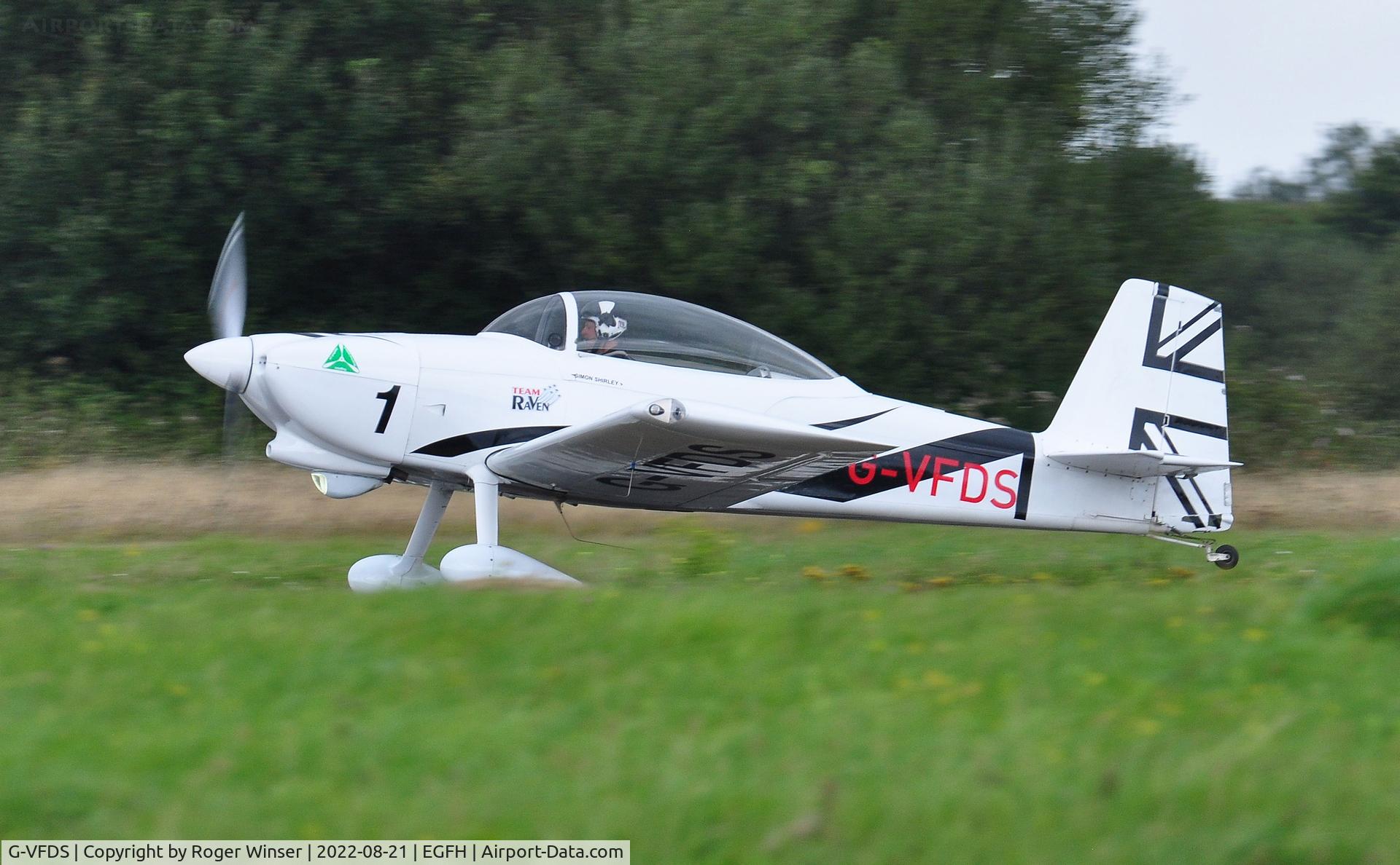 G-VFDS, 2012 Vans RV-8 C/N PFA 303-14637, Visiting aircraft G-VFDS (Raven 1 of Team Raven) departing Runway 22 to St. Athan Airfield.