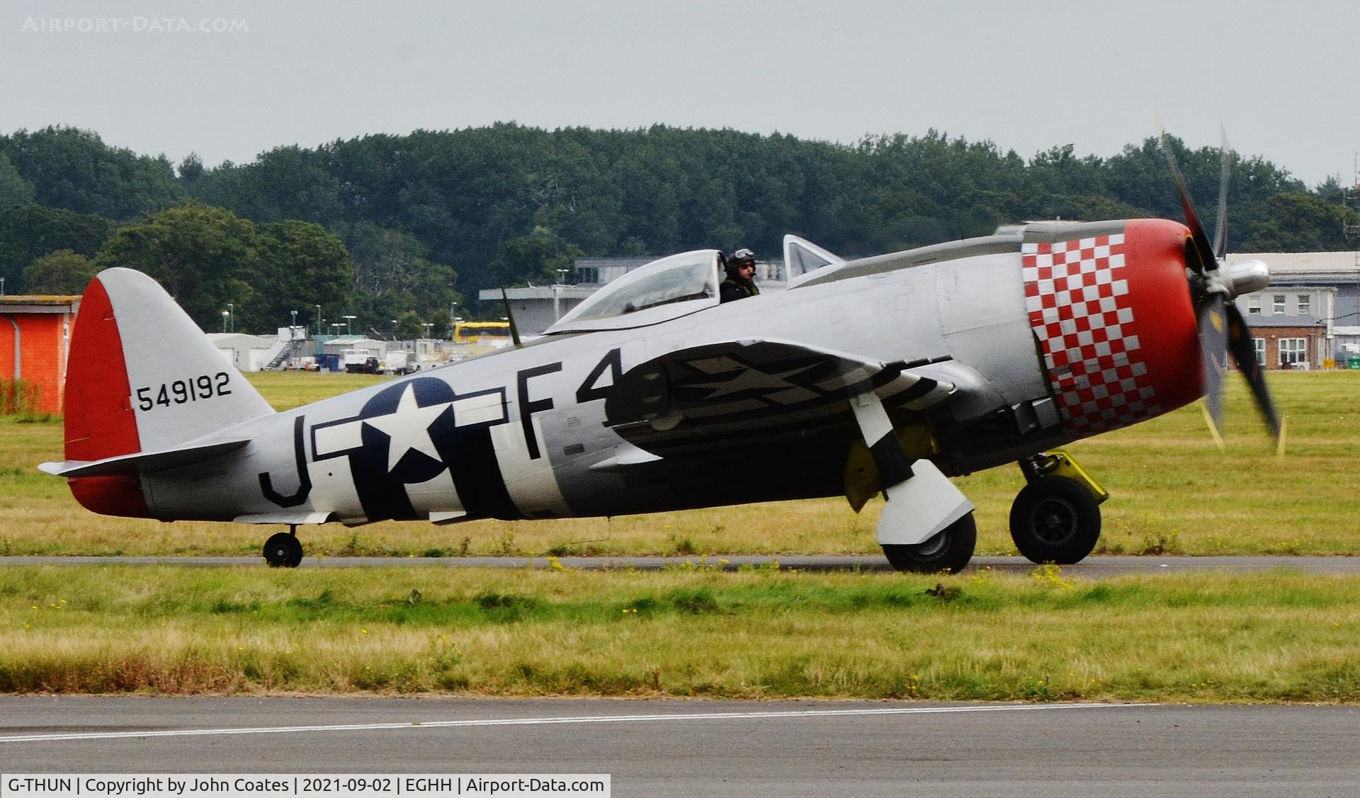 G-THUN, 1945 Republic P-47D Thunderbolt C/N 399-55731, Taxiing out to display