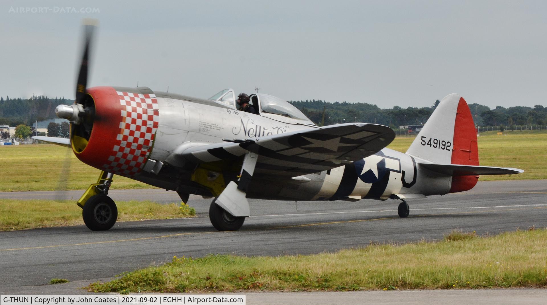 G-THUN, 1945 Republic P-47D Thunderbolt C/N 399-55731, Returning from display
