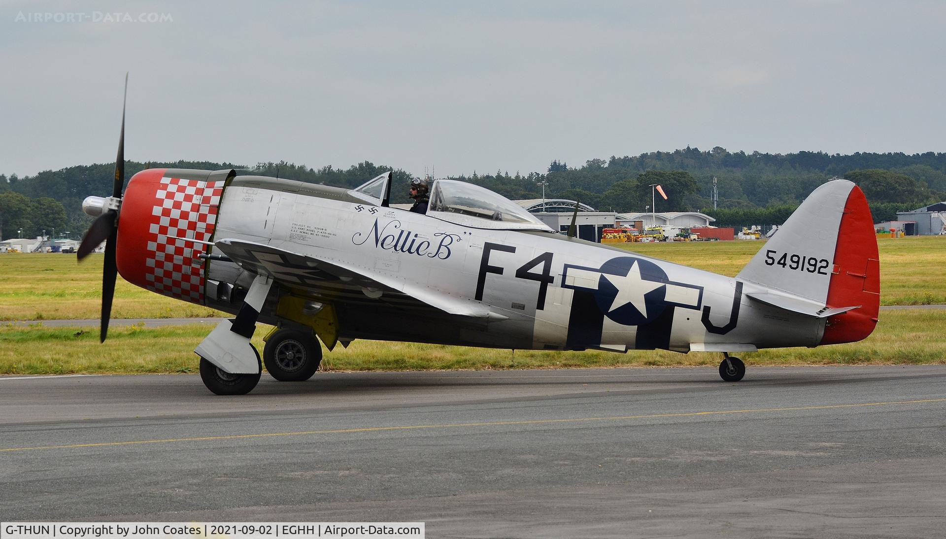 G-THUN, 1945 Republic P-47D Thunderbolt C/N 399-55731, Taxiing to Technicair