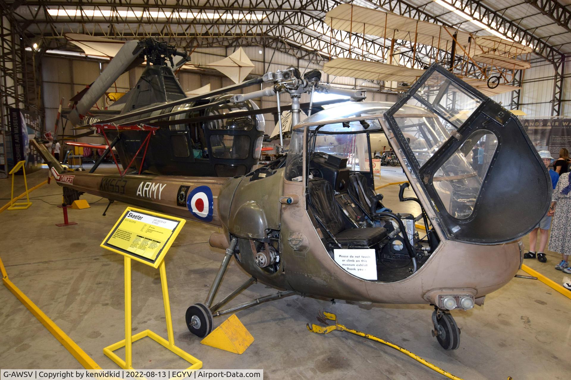 G-AWSV, 1959 Saunders-Roe Skeeter AOP.12 C/N S2/5107, At the Yorkshire Air Museum.
