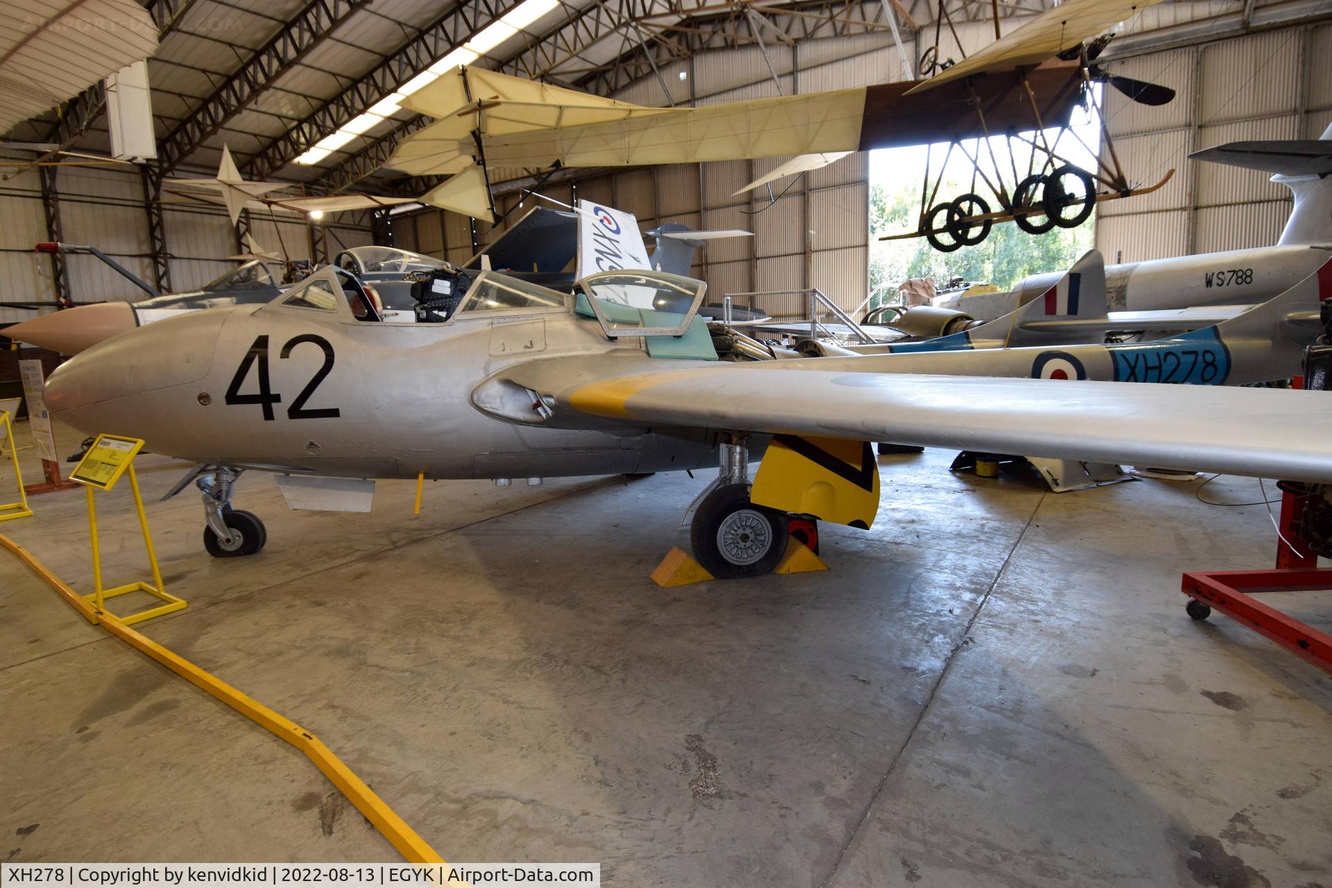 XH278, 1955 De Havilland DH-115 Vampire T.11 C/N 15607, At the Yorkshire Air Museum.