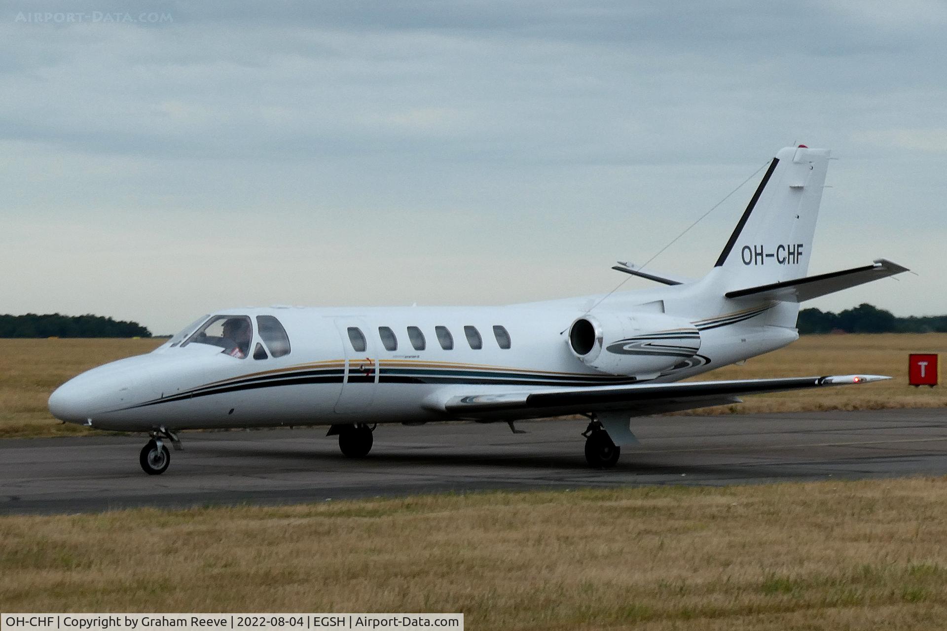 OH-CHF, 1980 Cessna 550 Citation II C/N 5500182, Just landed at Norwich.