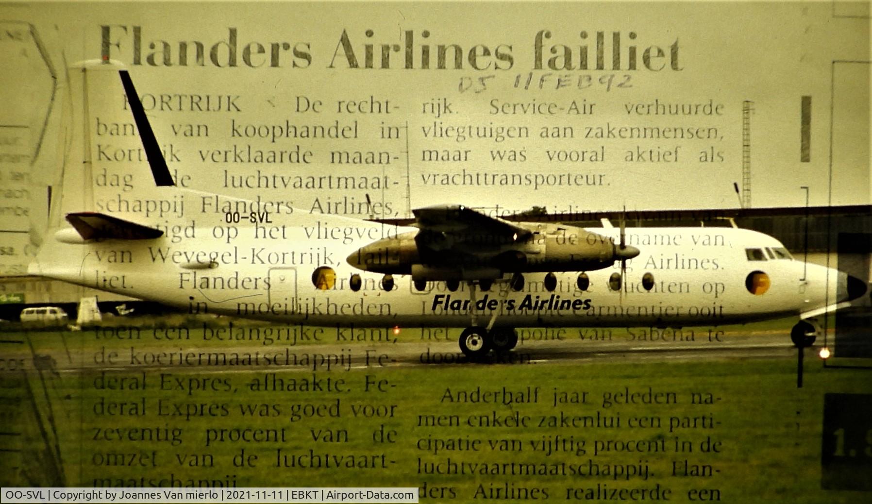 OO-SVL, 1959 Fokker F.27-100 Friendship C/N 10113, Slide scan + newspaper De Standaard footage re bankrupcy '92