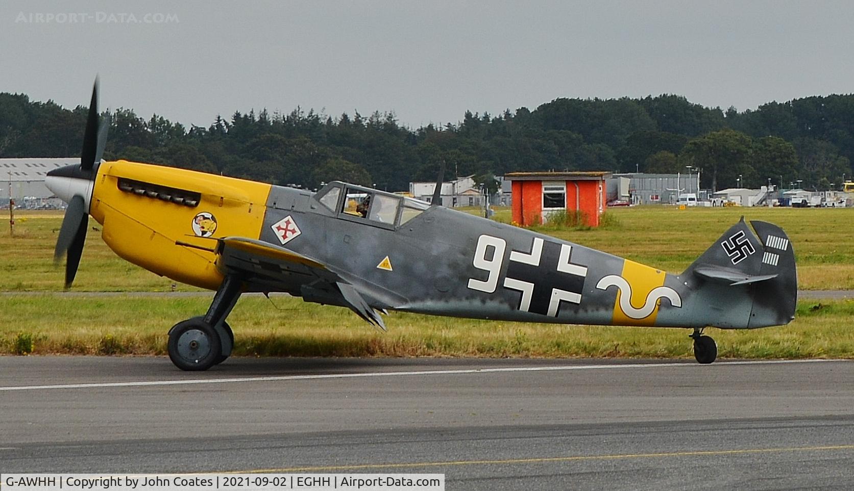G-AWHH, 1958 Hispano HA-1112-M1L Buchon C/N 145, Returning from display