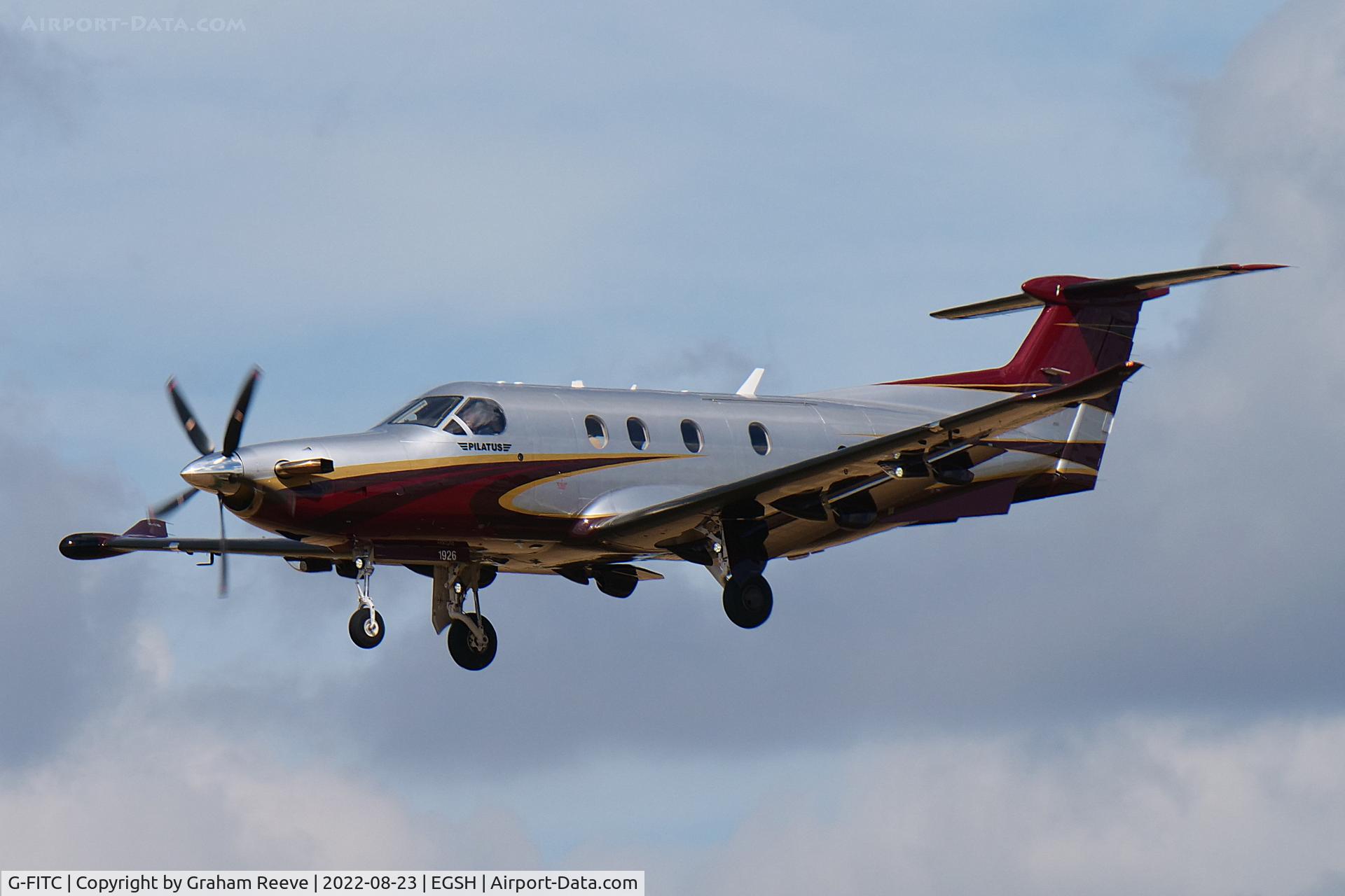 G-FITC, 2019 Pilatus PC-12/47E C/N 1926, Landing at Norwich.