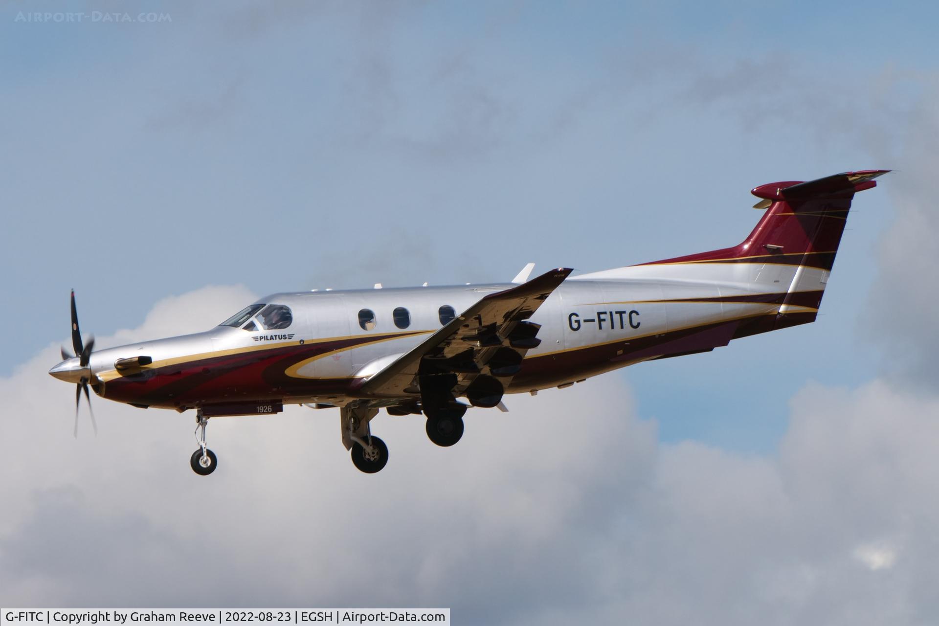 G-FITC, 2019 Pilatus PC-12/47E C/N 1926, Landing at Norwich.