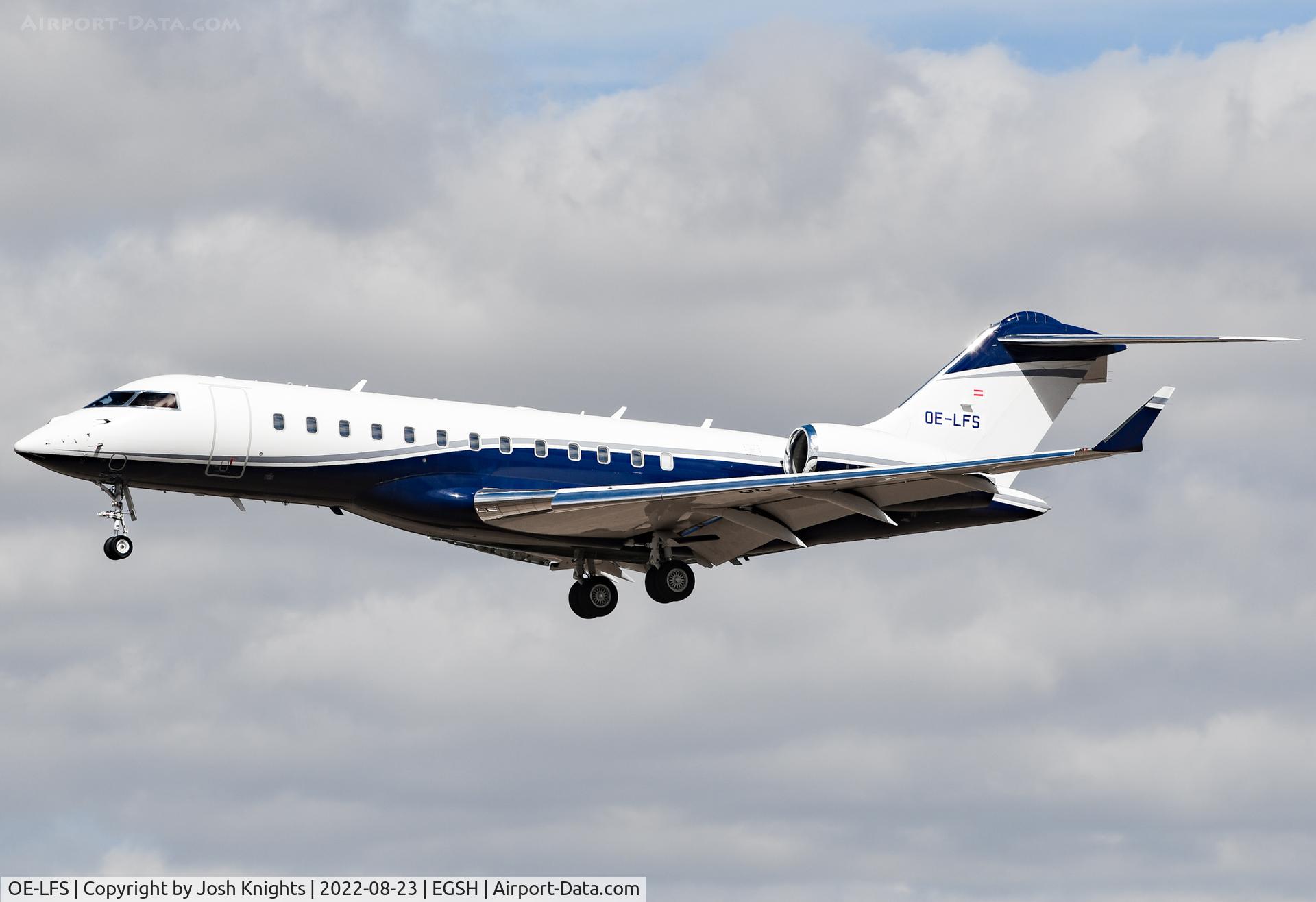OE-LFS, 2013 Bombardier BD-700-1A10 Global 6000 C/N 9548, Arriving at Norwich For Respray.