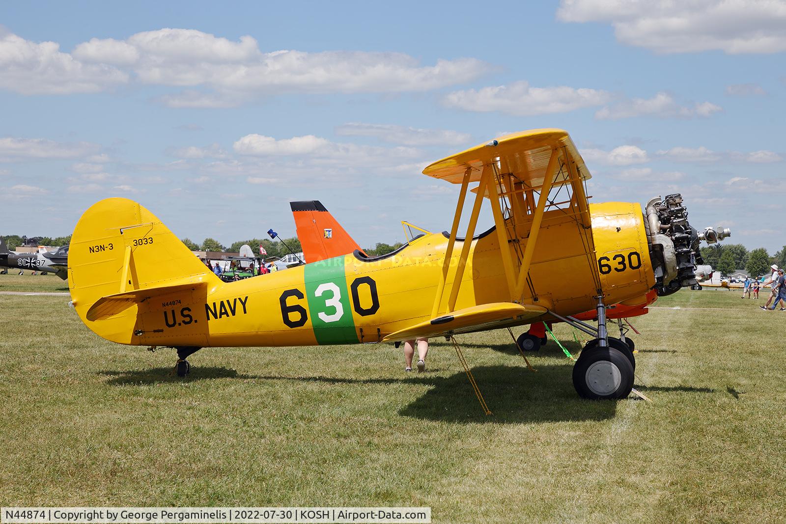 N44874, 1941 Naval Aircraft Factory N3N-3 C/N 3033, Oshkosh 2022.