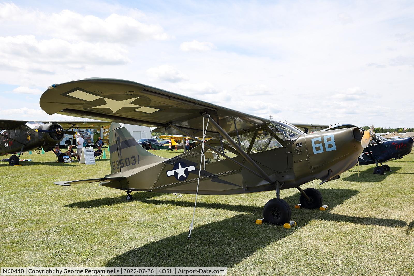 N60440, 1945 Stinson L-5G Sentinel C/N 4010, Oshkosh 2022.