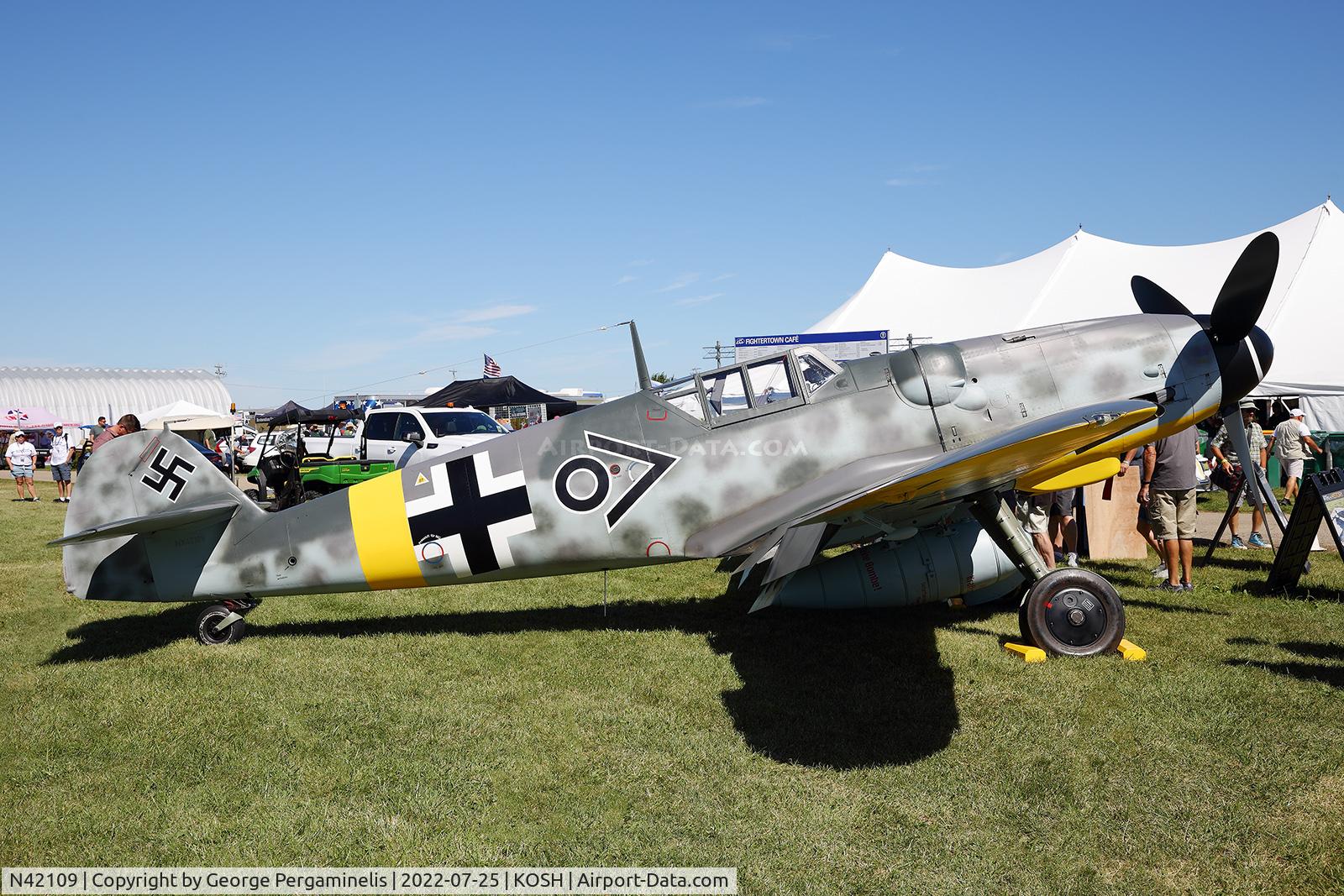 N42109, 1943 Messerschmitt Bf-109G-6 C/N 410077, Oshkosh 2022.
