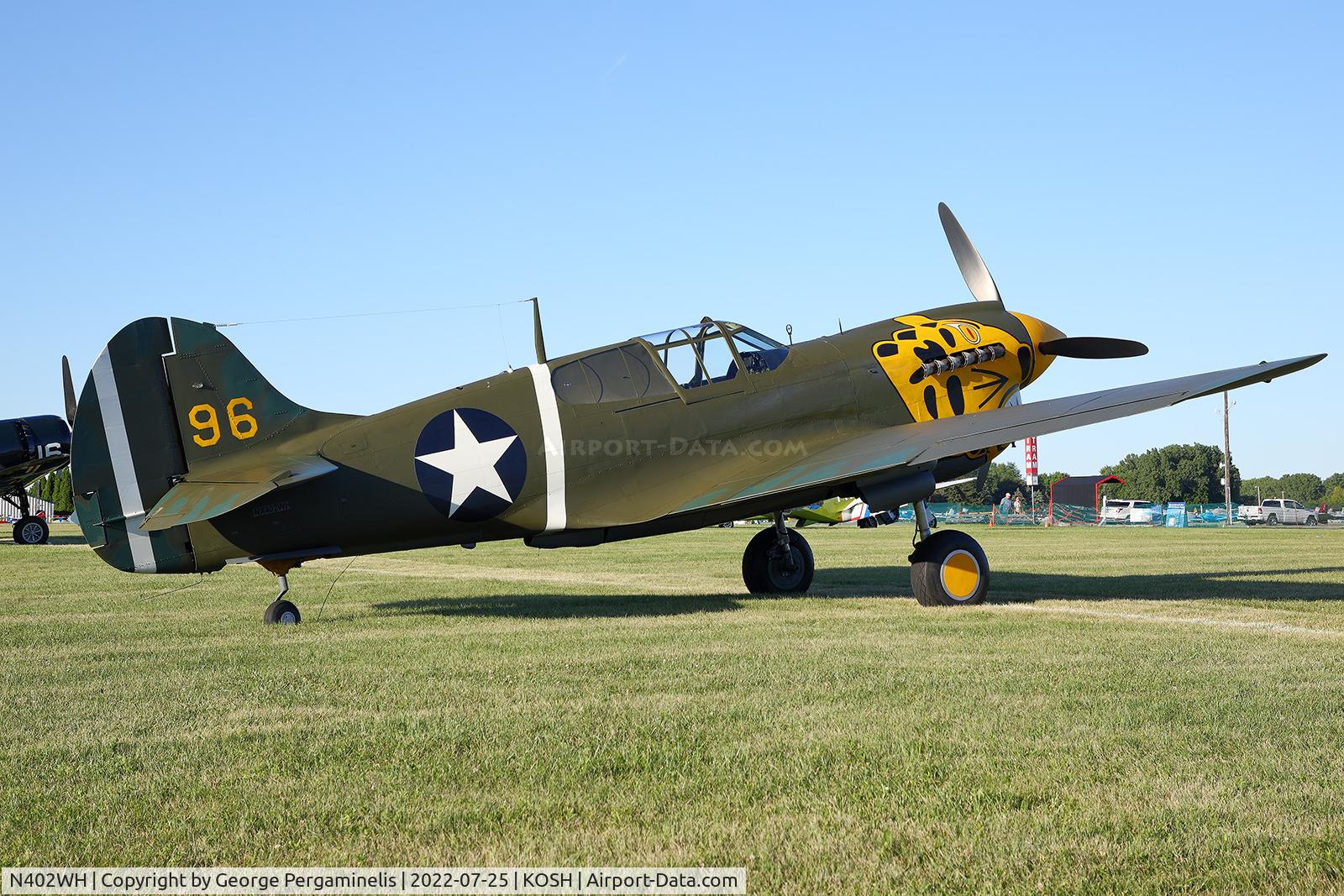 N402WH, 1942 Curtiss P-40K-10 Warhawk C/N 12467, Oshkosh 2022.