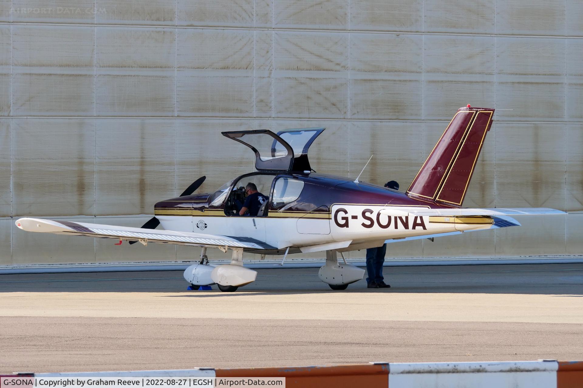 G-SONA, 1980 Socata TB-10 Tobago C/N 151, Just landed at Norwich.