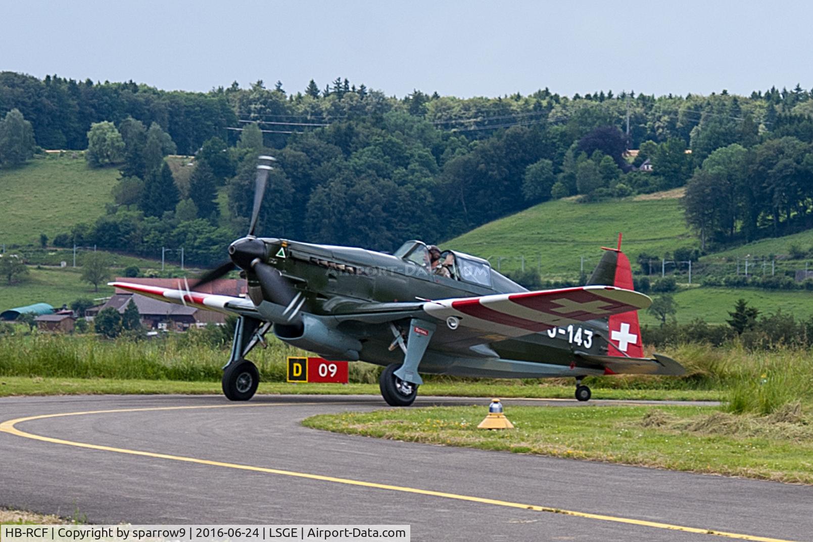 HB-RCF, 1942 Morane-Saulnier D-3801 (MS-412) C/N 194, Just landed at RIO Ecuvillens. Now in its original Swiss Airforce livery.