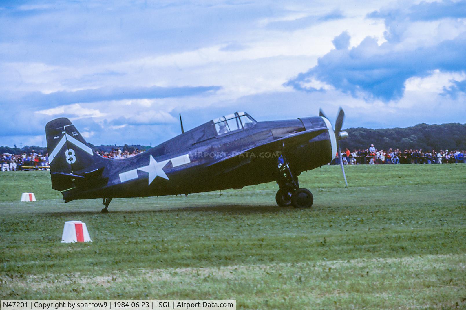 N47201, 1944 General Motors (Grumman) FM-2 Wildcat C/N 3268, Meeting Lausanne-Blécherette. Scaned from a slide.