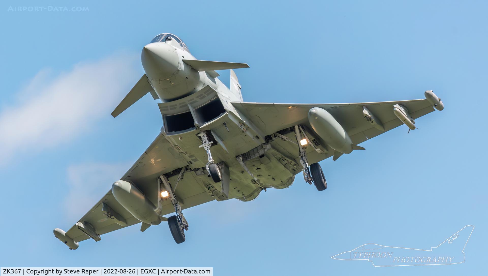 ZK367, Eurofighter EF-2000 Typhoon FGR4 C/N BS128, on recovery to RAF Coningsby