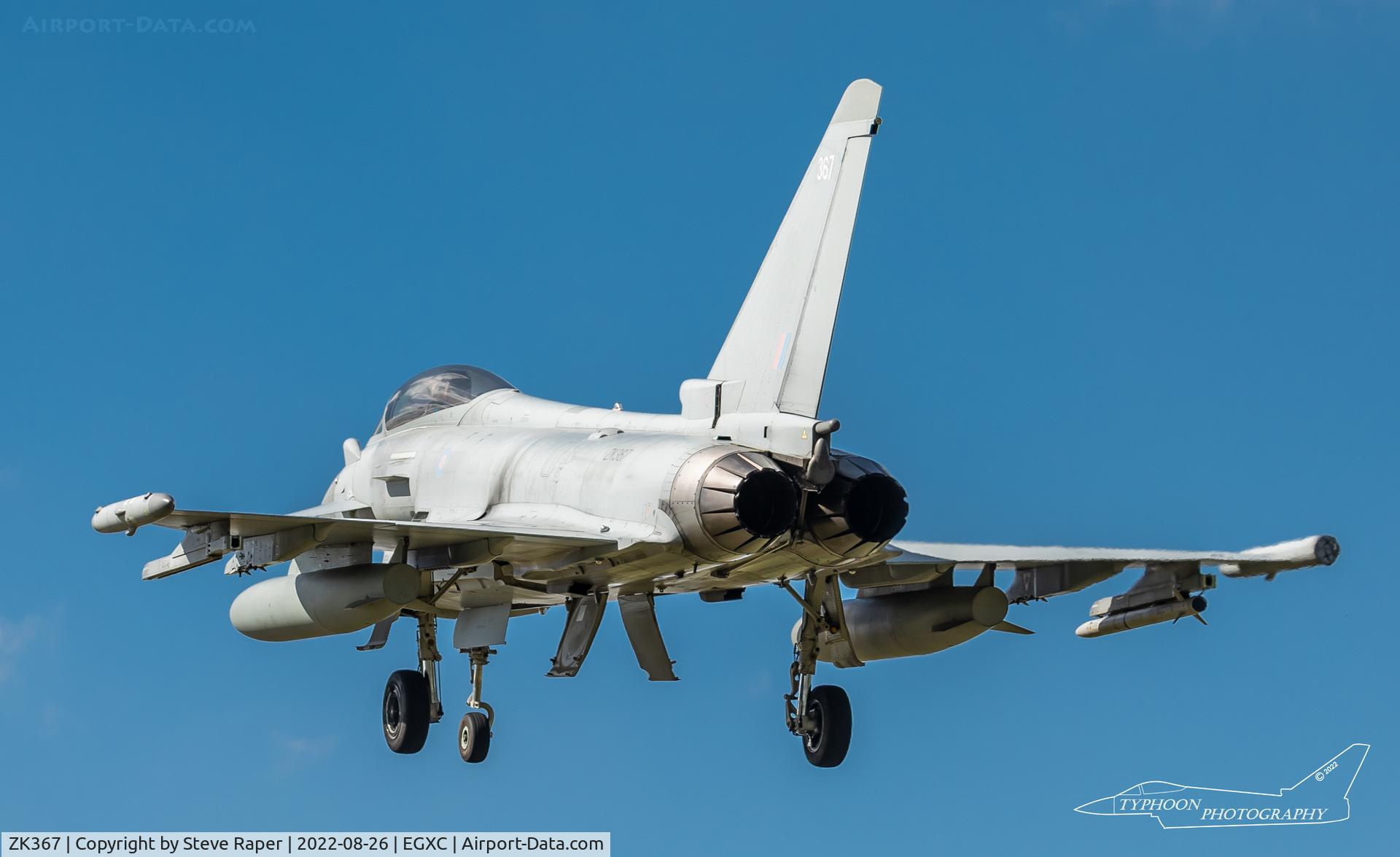 ZK367, Eurofighter EF-2000 Typhoon FGR4 C/N BS128, on recovery to RAF Coningsby