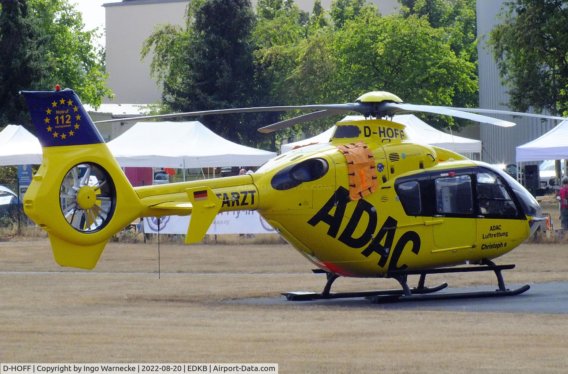 D-HOFF, 2002 Eurocopter EC-135 P2+ C/N 0260, Eurocopter EC135P2+ 'Christoph 8' EMS-helicopter of ADAC Luftrettung at Bonn-Hangelar airfield during the Grumman Fly-in 2022