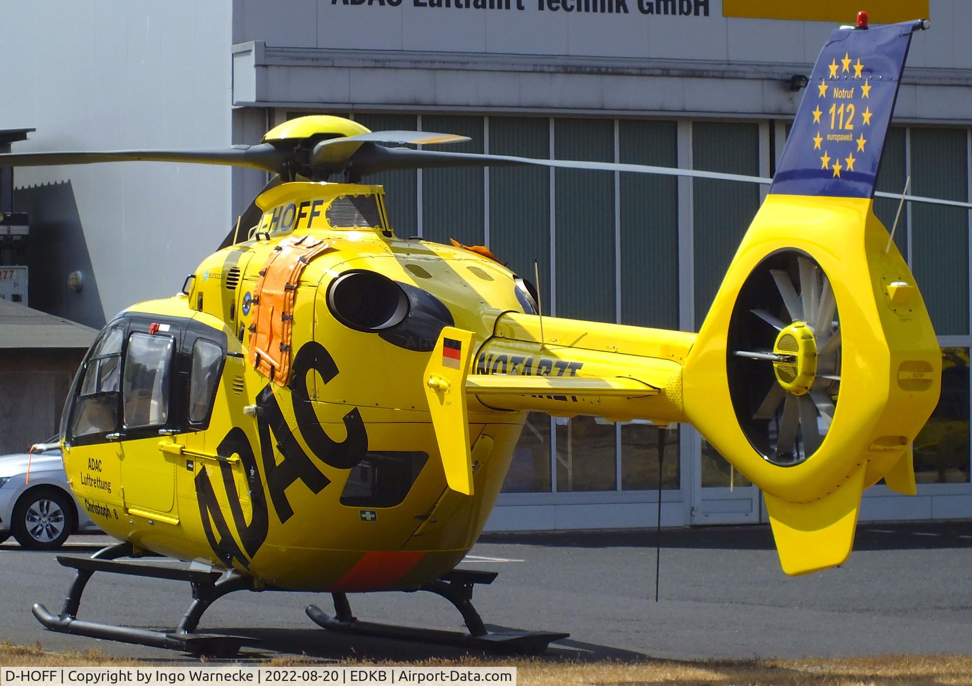 D-HOFF, 2002 Eurocopter EC-135 P2+ C/N 0260, Eurocopter EC135P2+ 'Christoph 8' EMS-helicopter of ADAC Luftrettung at Bonn-Hangelar airfield during the Grumman Fly-in 2022