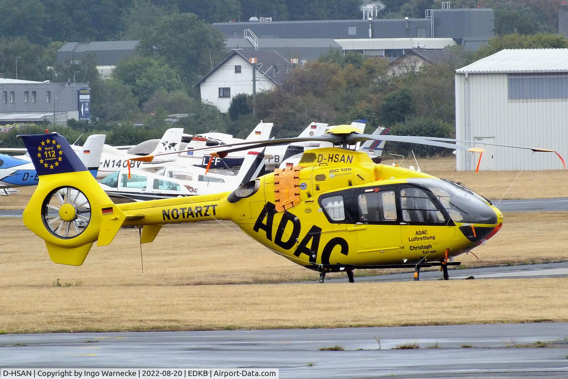 D-HSAN, Eurocopter EC-135P-2 C/N 0276, Eurocopter EC135P2 EMS-helicopter of ADAC Luftrettung at Bonn-Hangelar airfield during the Grumman Fly-in 2022