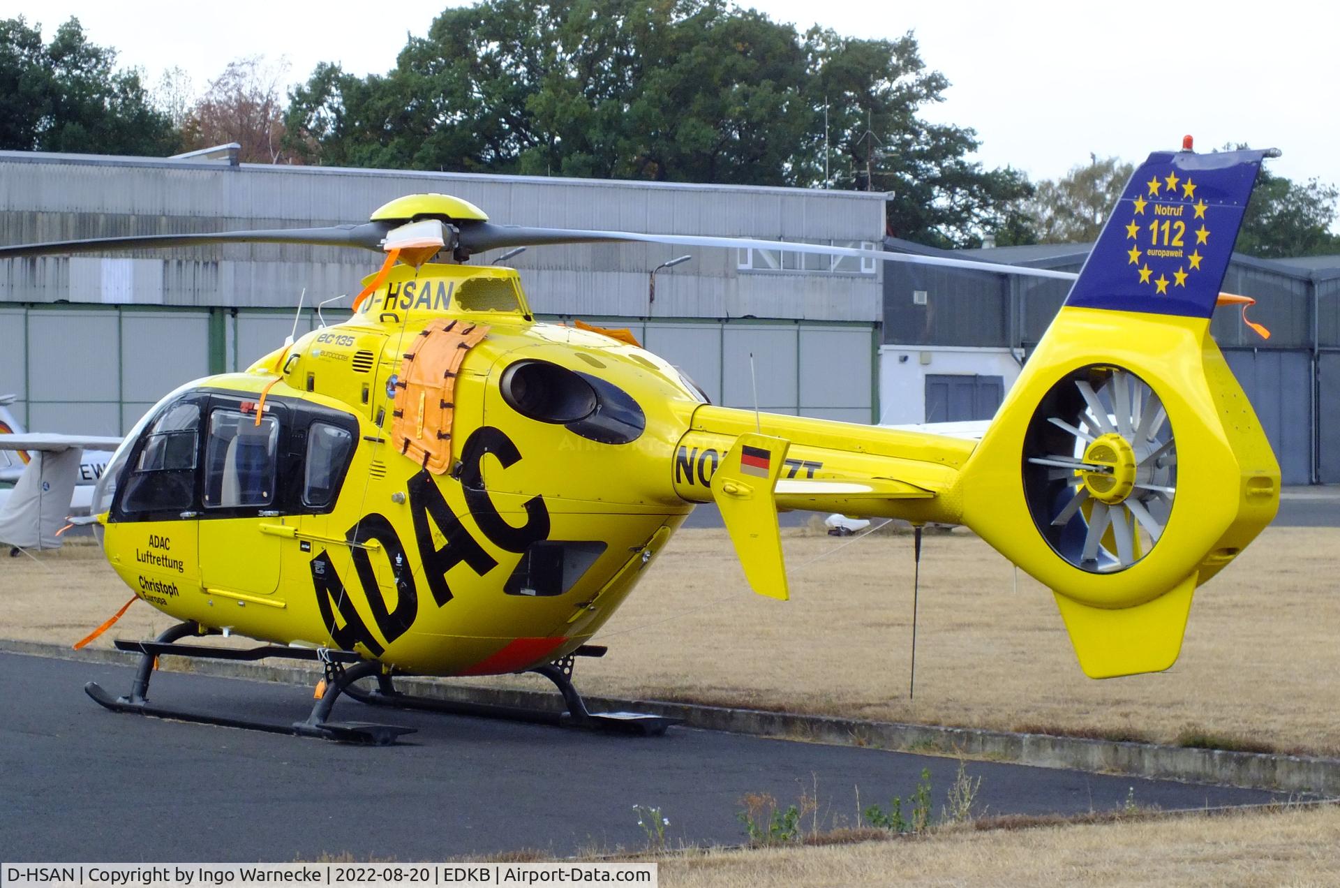 D-HSAN, Eurocopter EC-135P-2 C/N 0276, Eurocopter EC135P2 EMS-helicopter of ADAC Luftrettung at Bonn-Hangelar airfield during the Grumman Fly-in 2022