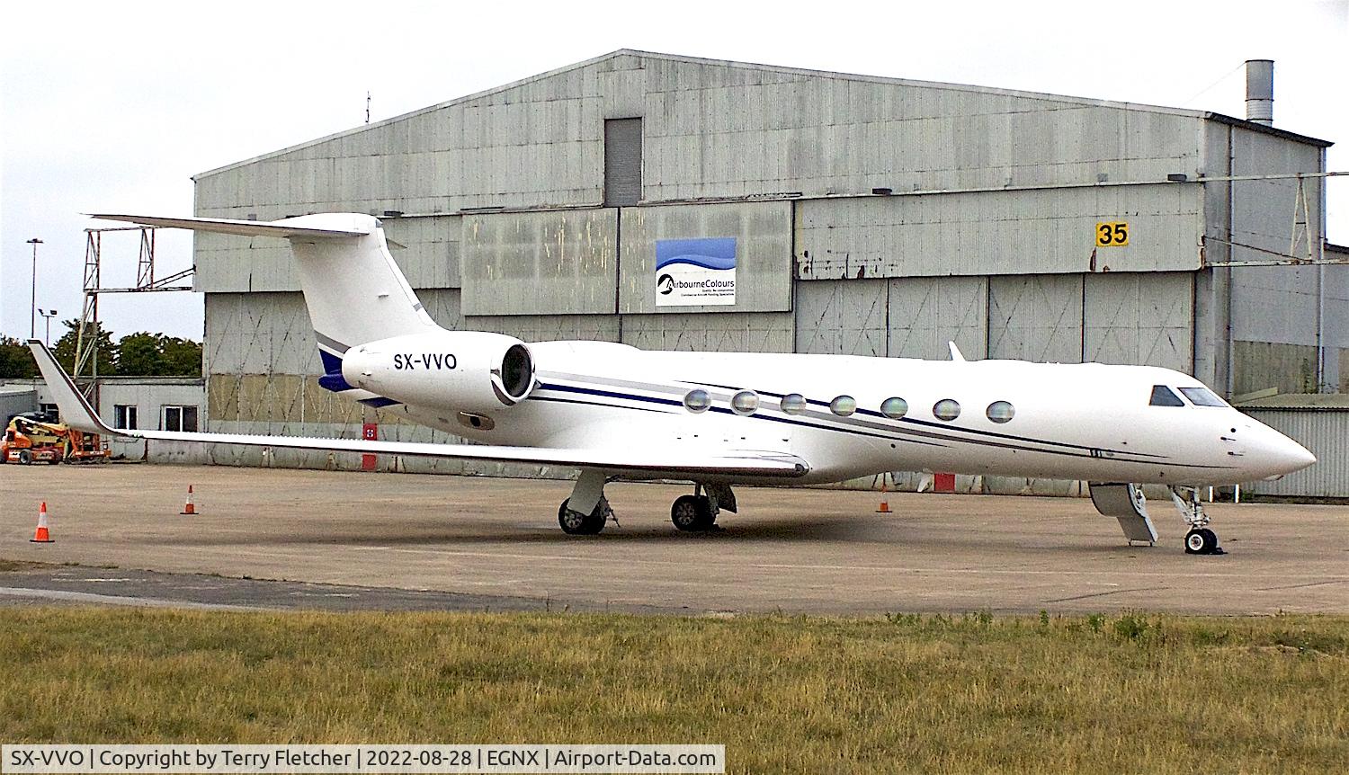 SX-VVO, Gulfstream Aerospace GV-SP (G550) C/N 5364, At East Midlands Airport