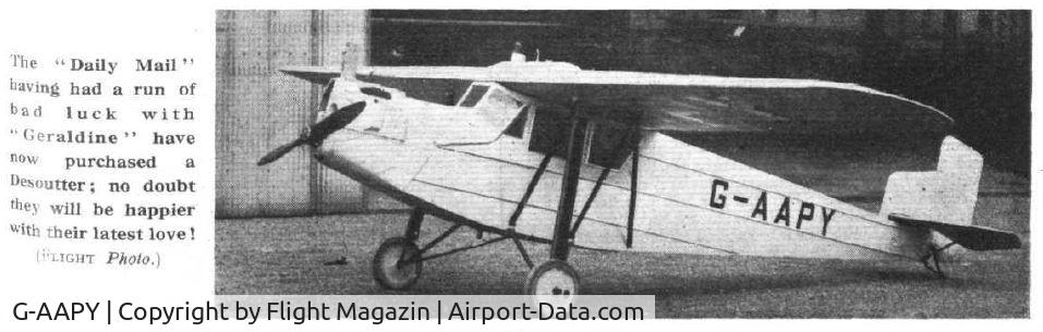 G-AAPY, Desoutter MKI C/N D9, Desouter Mk.I G-AAPY from Flight Magazin 14-02-1930