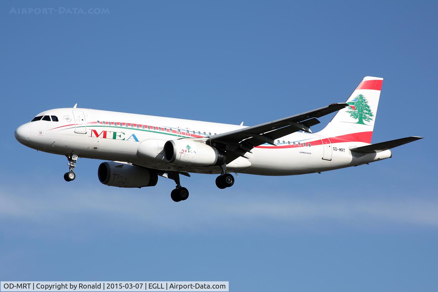 OD-MRT, 2008 Airbus A320-232 C/N 3736, at lhr