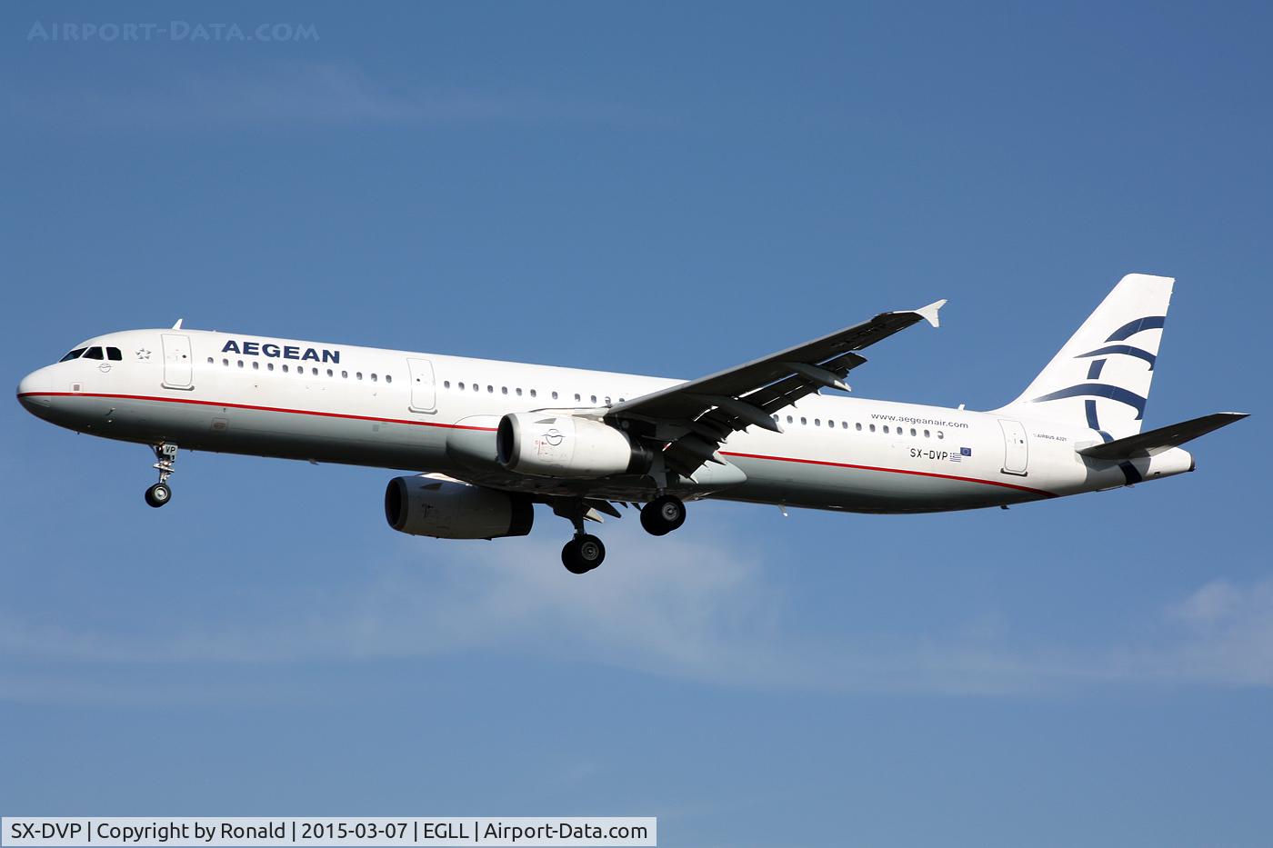 SX-DVP, 2008 Airbus A321-232 C/N 3527, at lhr