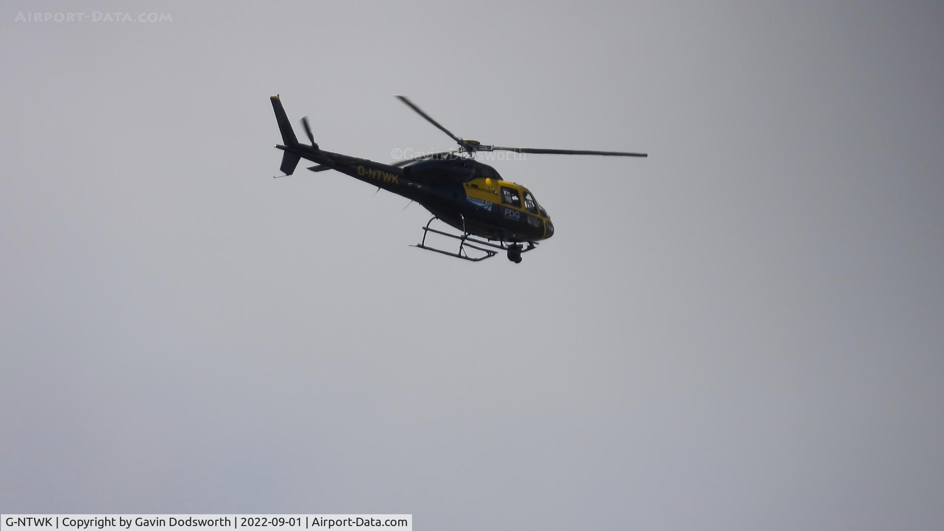G-NTWK, 1986 Aerospatiale AS-355F-1 Twin Squirrel C/N 5347, Heading north over Darlington on September 1st 2022