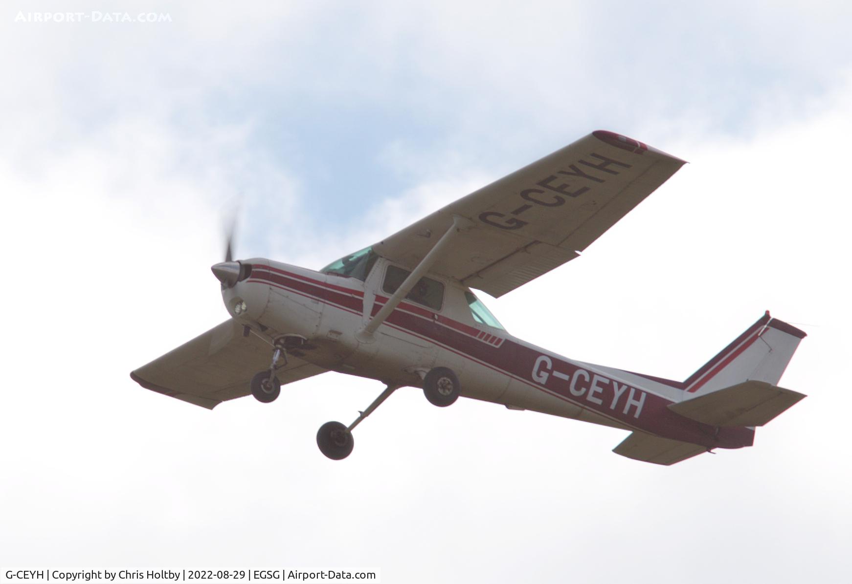 G-CEYH, 1978 Cessna 152 C/N 15282689, Over its base at Stapleford Tawney, Essex