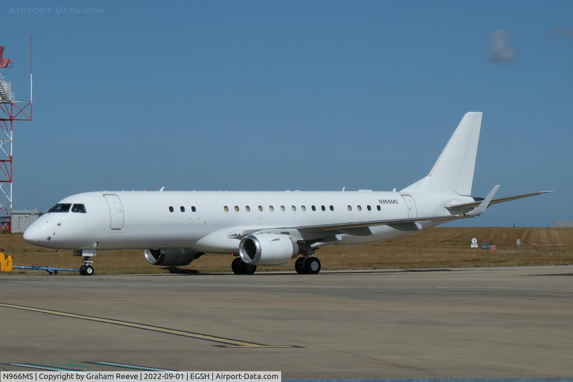 N966MS, 2014 Embraer ERJ-190-100ECJ Lineage 1000 C/N 19000683, Under tow at Norwich.