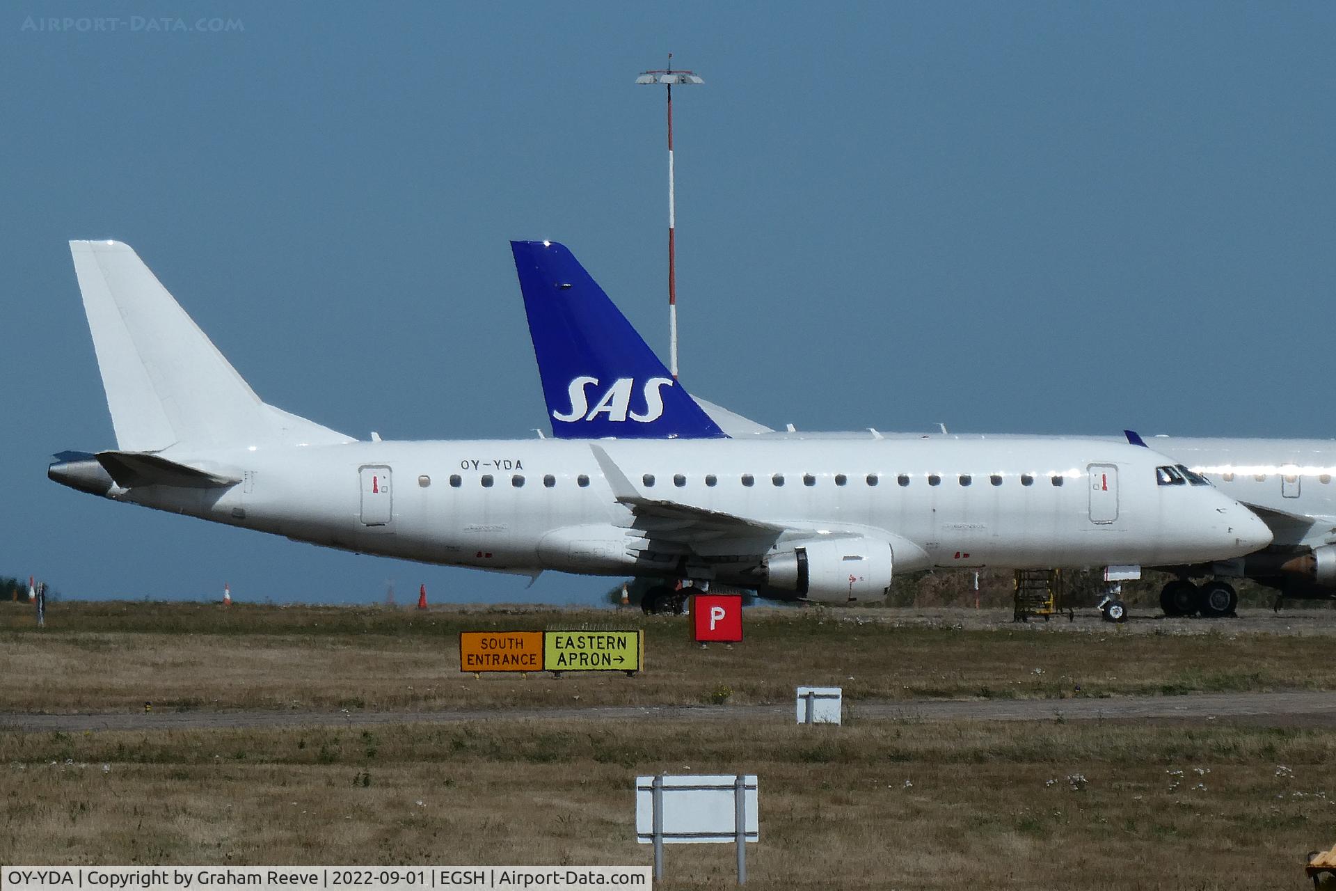 OY-YDA, 2012 Embraer 175STD (ERJ-170-200) C/N 17000344, Parked at Norwich.
