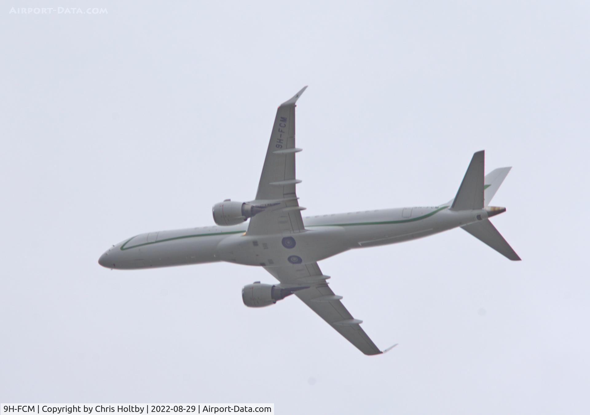 9H-FCM, 2014 Embraer ERJ-190-100ECJ Lineage 1000 C/N 19000641, Turning for Stansted Airport over Ware, Herts.