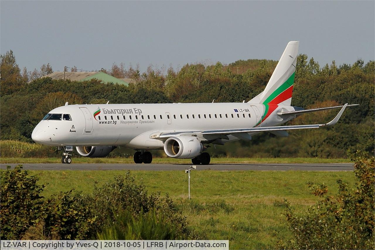 LZ-VAR, 2012 Embraer 190AR (ERJ-190-100IGW) C/N 19000496, Embraer 190AR, Ready to take off rwy 25L, Brest-Guipavas Airport (LFRB-BES)