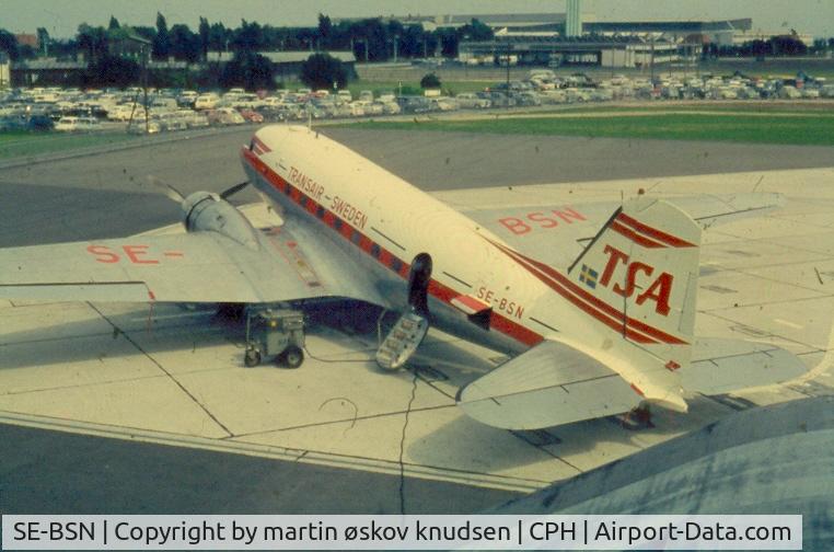 SE-BSN, 1942 Douglas DC-3A (C-53D) C/N 11638, Copenhagen Airport, early '60s